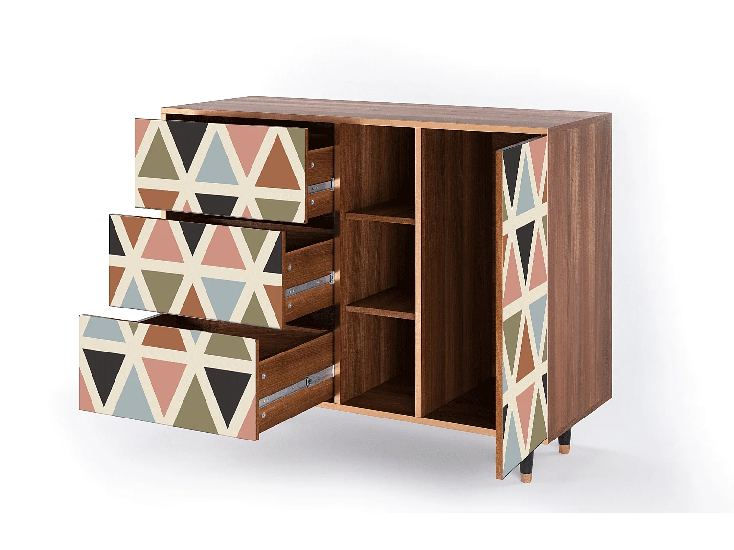 Buffet - 125x98x48 cm - BS2 - Royal Triangles, Noyer