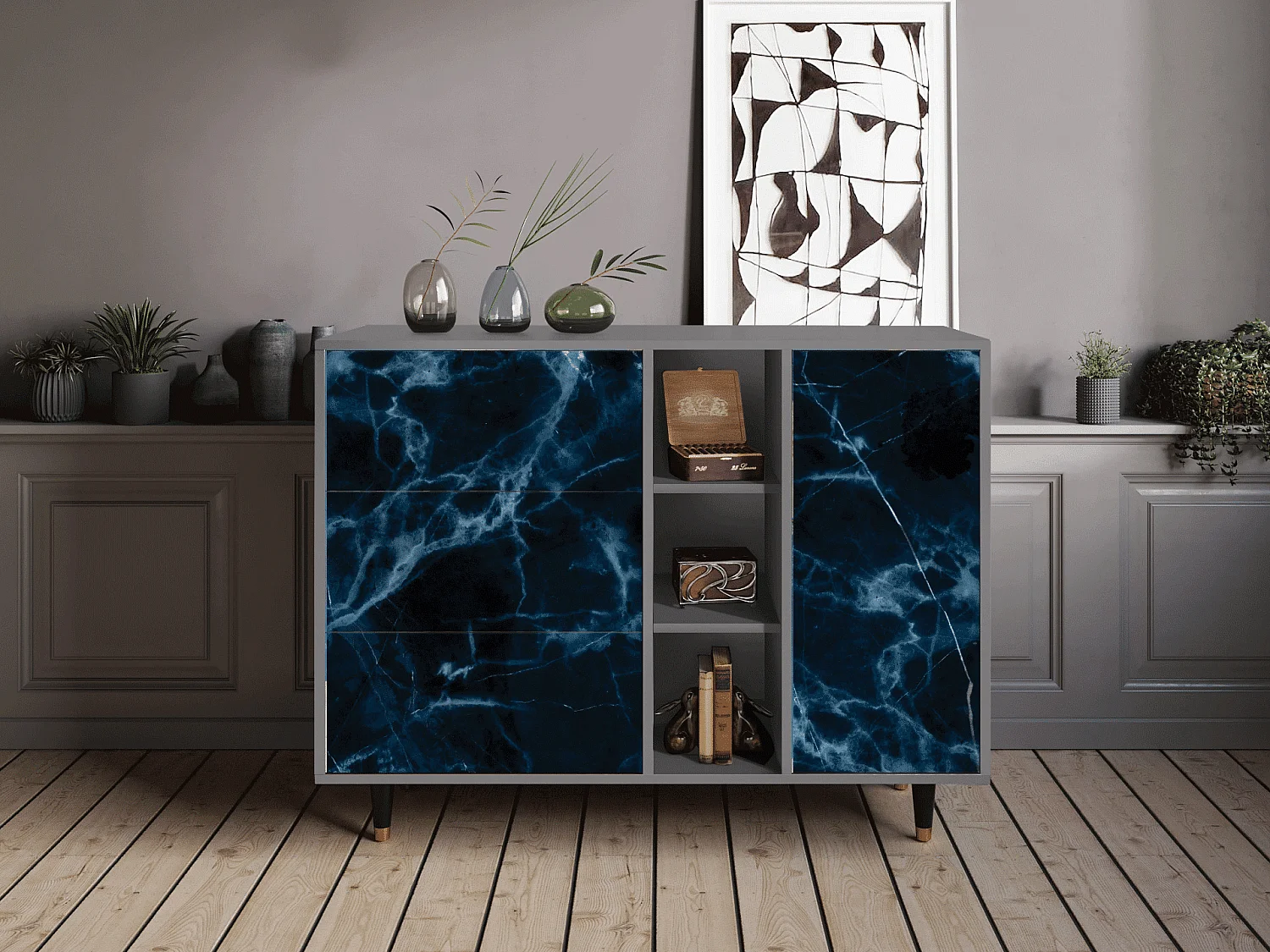 Kredens - 125x98x48 cm - BS2 - Deep Ocean, Szary