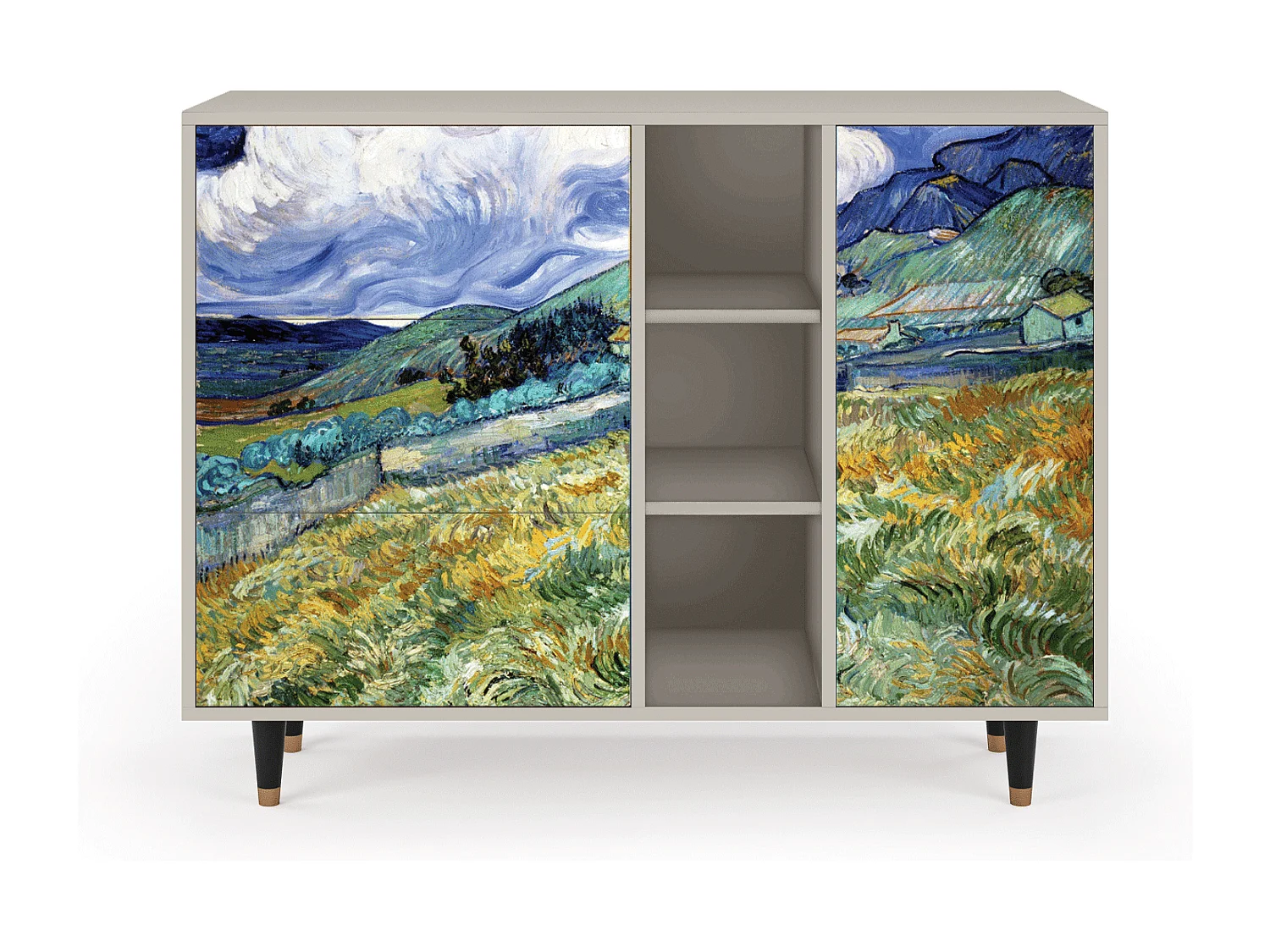 Kredens - 125x98x48 cm - BS2 - Landscape, Piaskowy