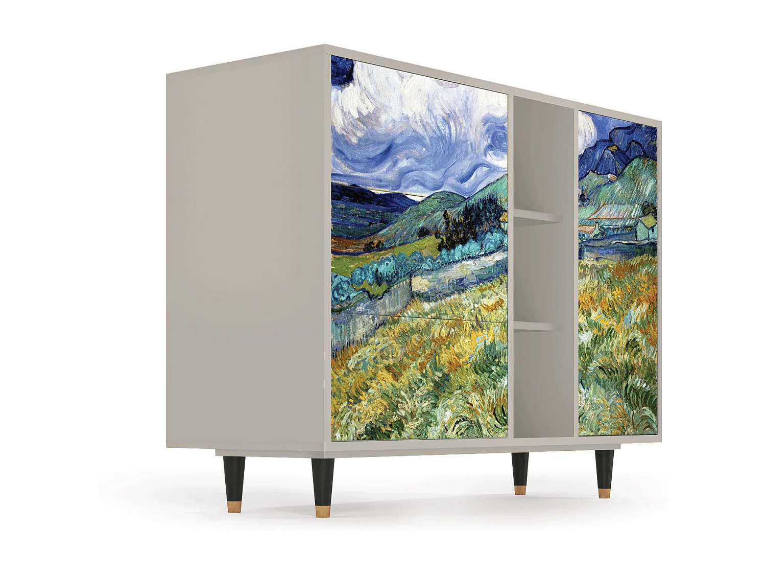 Kredens - 125x98x48 cm - BS2 - Landscape, Piaskowy