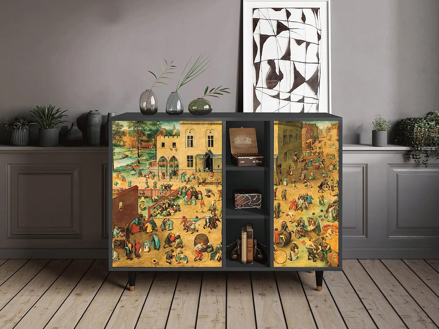 Kredens - 125x98x48 cm - BS2 - Children Games, Antracyt