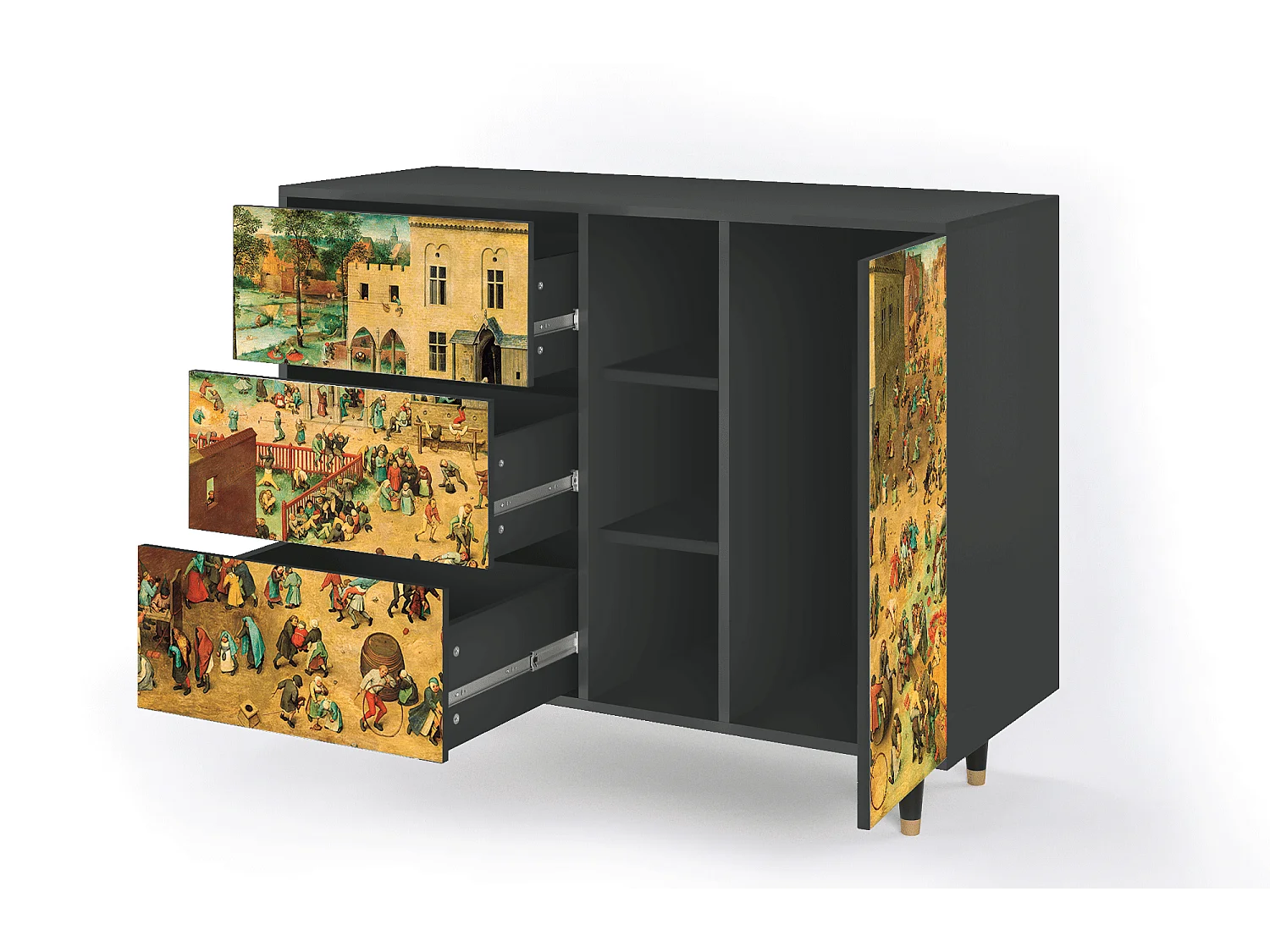 Kredens - 125x98x48 cm - BS2 - Children Games, Antracyt