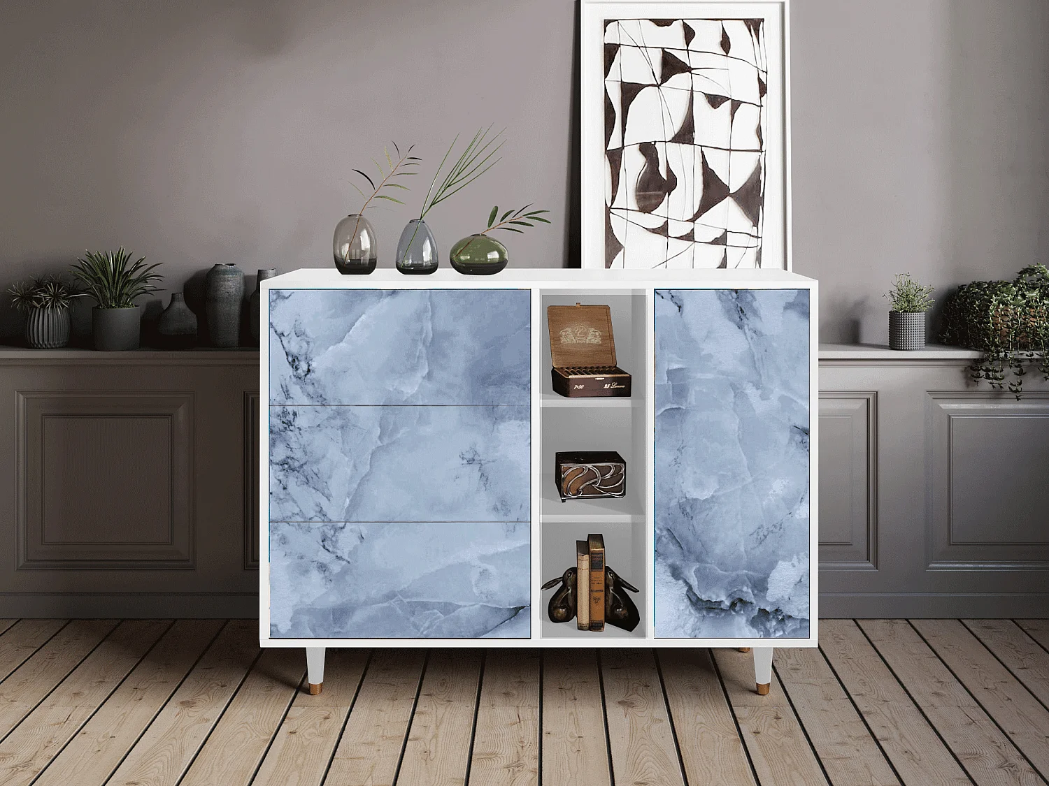 Buffet - 125x98x48 cm - BS2 - Feather Ice, Blanc
