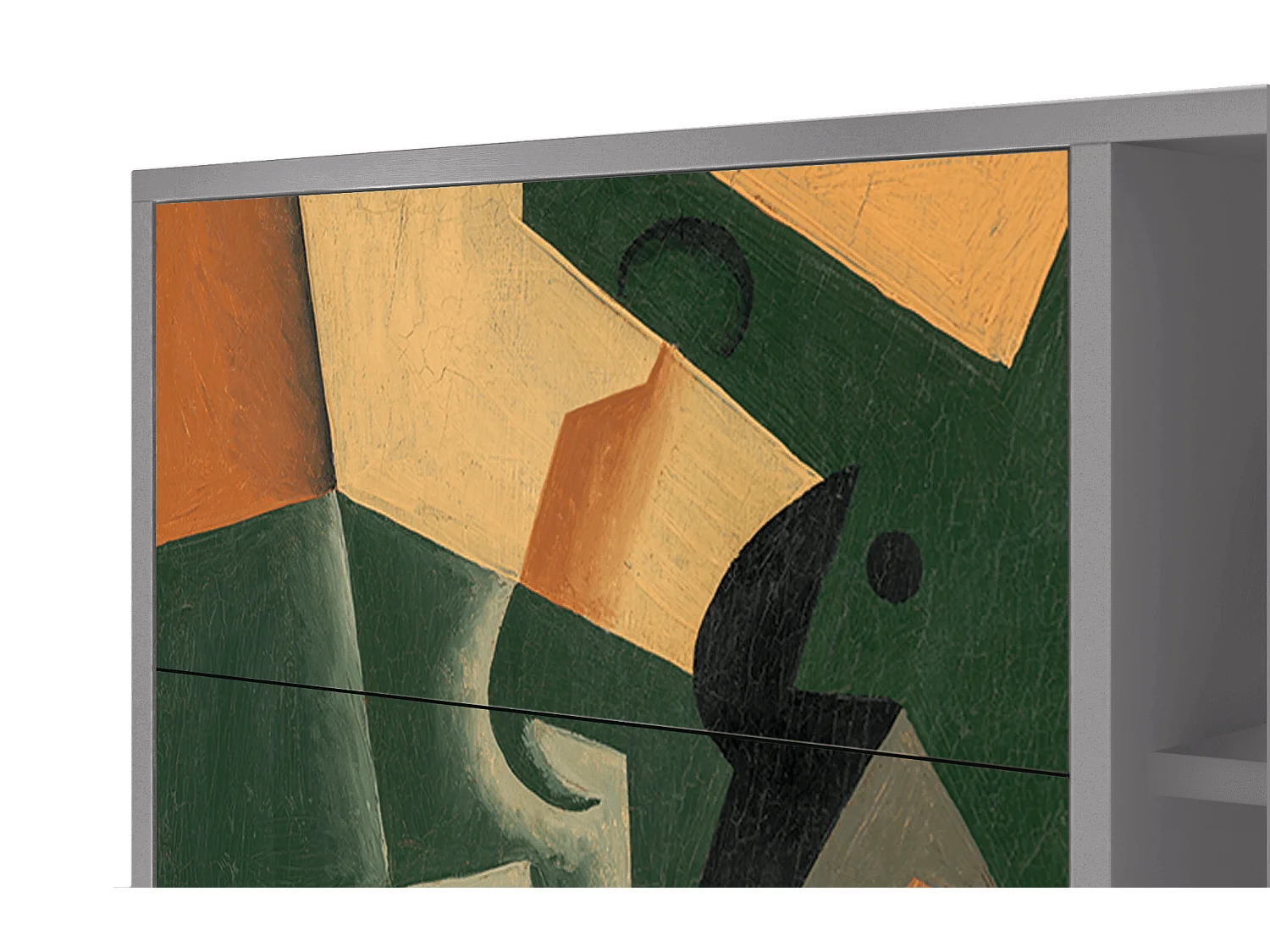 Aparador - 125x98x48 cm - BS2 - Glass and Checkerboard, Cinza