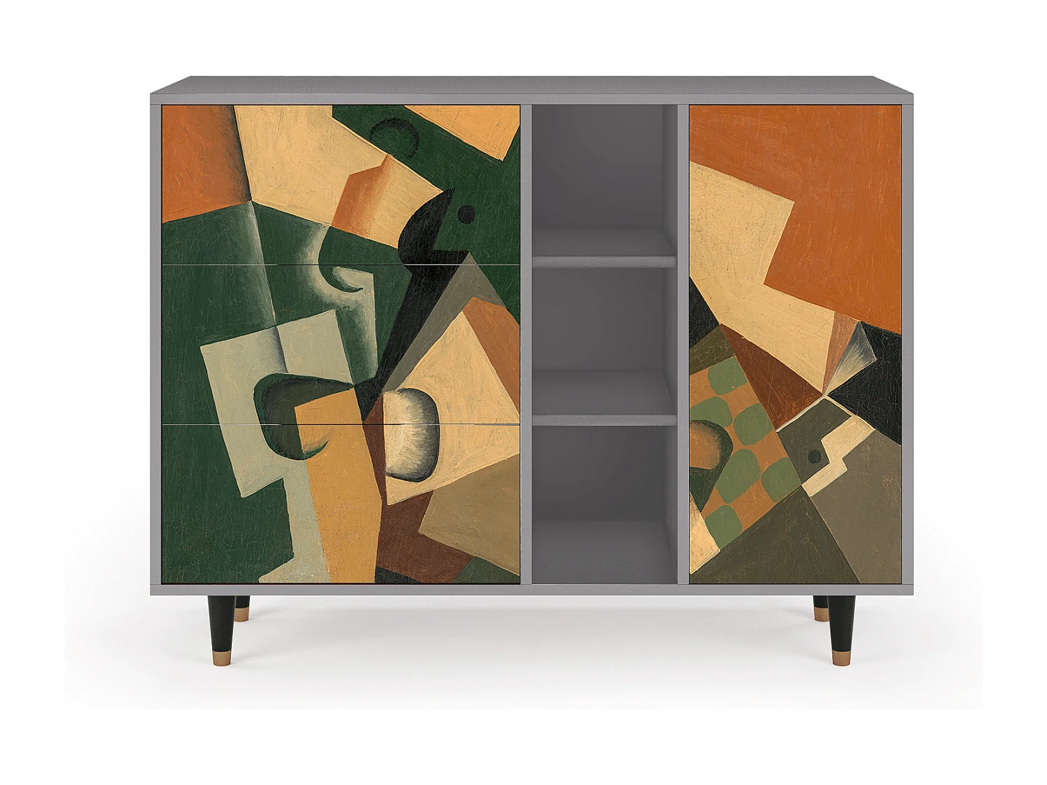 Credenza - 125x98x48 cm - BS2 - Glass and Checkerboard, Grigio