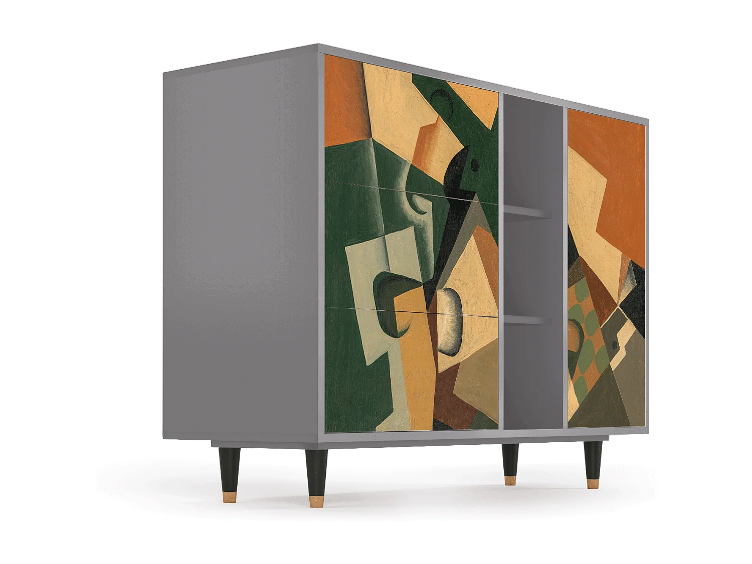 Credenza - 125x98x48 cm - BS2 - Glass and Checkerboard, Grigio