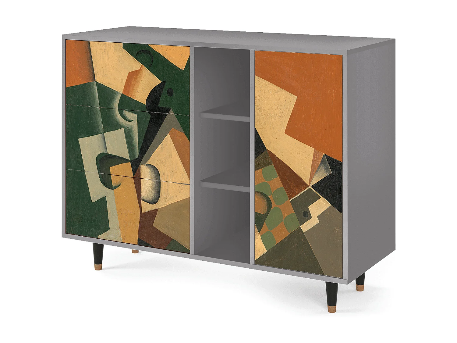 Kredens - 125x98x48 cm - BS2 - Glass and Checkerboard, Szary