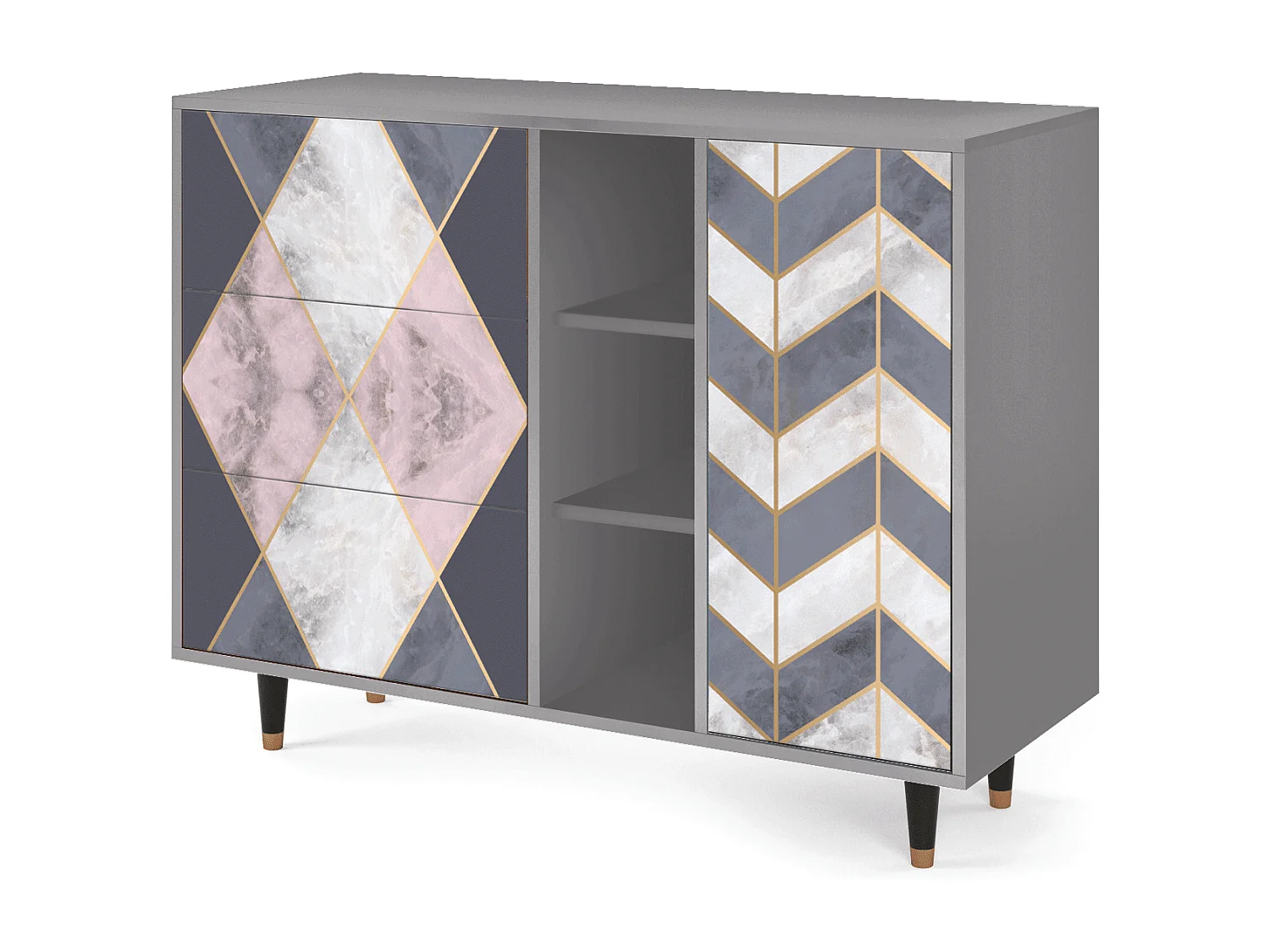 Aparador - 125x98x48 cm - BS2 - Ideal Harmony, Cinza