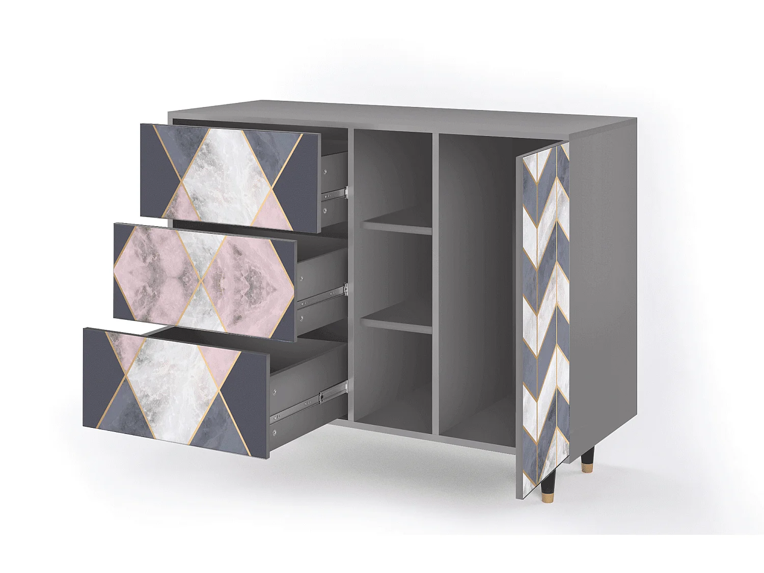 Aparador - 125x98x48 cm - BS2 - Ideal Harmony, Cinza