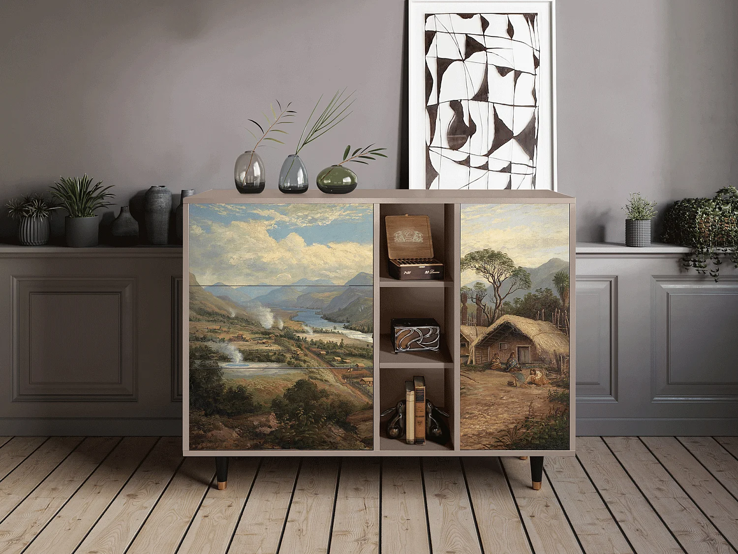 Credenza - 125x98x48 cm - BS2 - View Across the Plains , Latte