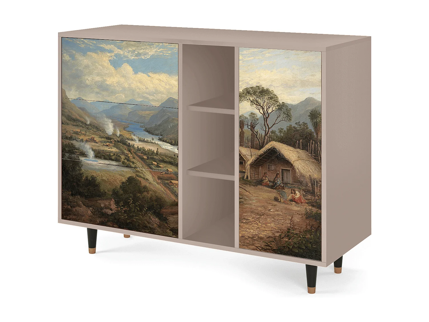 Credenza - 125x98x48 cm - BS2 - View Across the Plains , Latte