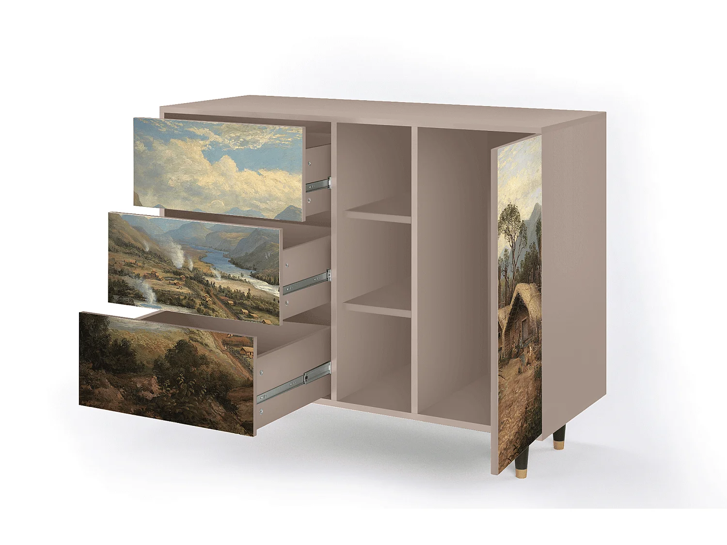 Credenza - 125x98x48 cm - BS2 - View Across the Plains , Latte