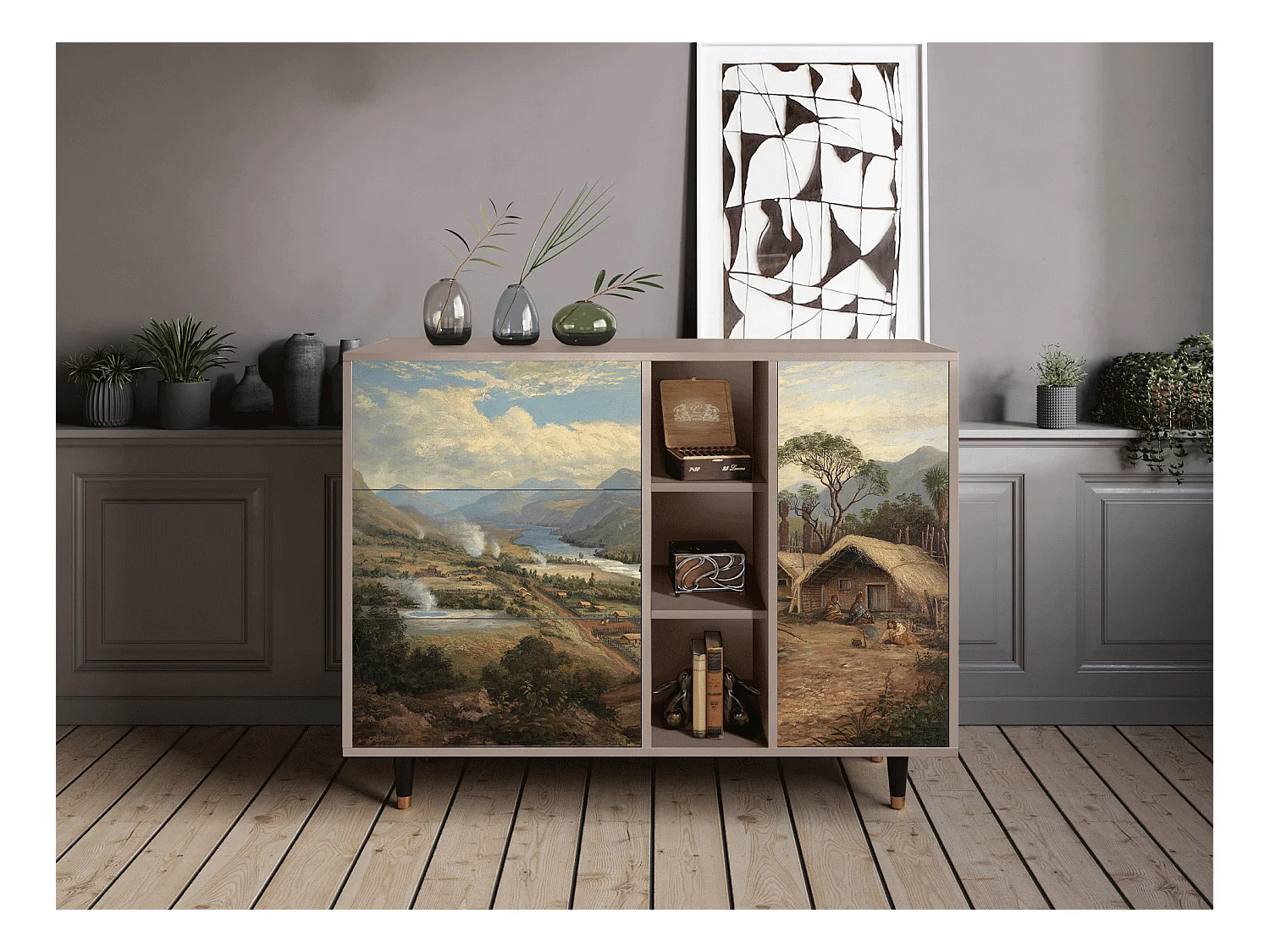 Buffet - 125x98x48 cm - BS2 - View Across the Plains , Latte
