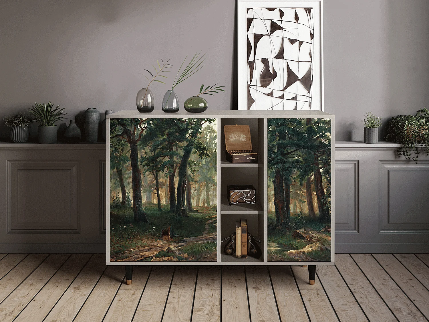 Aparador - 125x98x48 cm - BS2 -  Rain in the Oak Forest, Areia