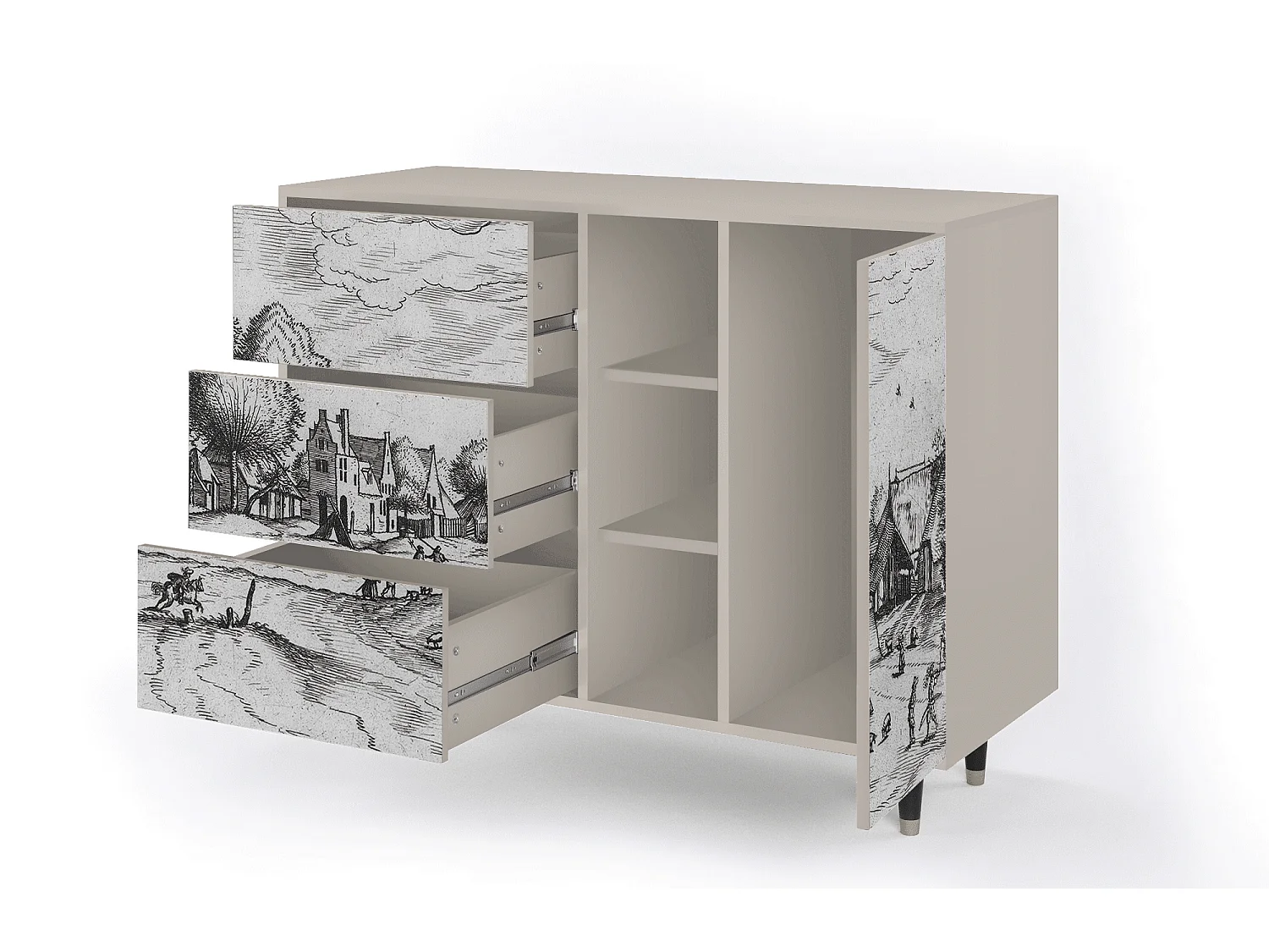 Buffet - 125x98x48 cm - BS2 - Country Village, Sable