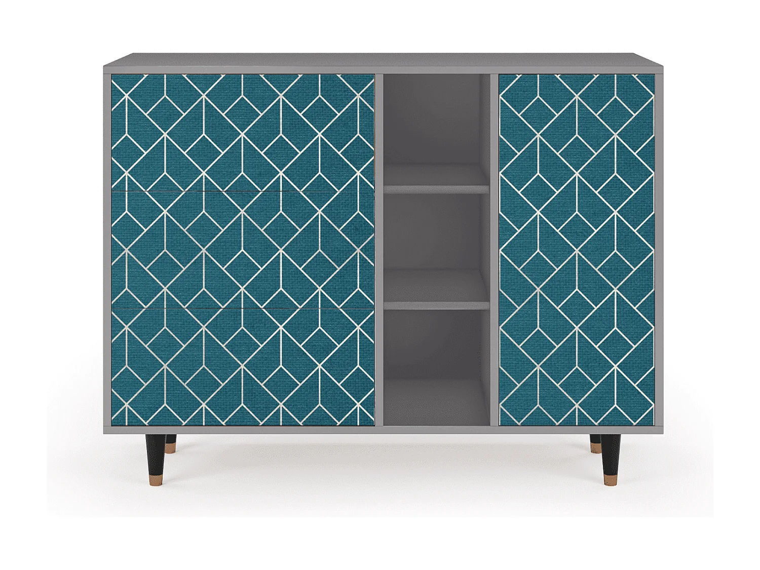Buffet - 125x98x48 cm - BS2 - Turquoise Geometry, Gris