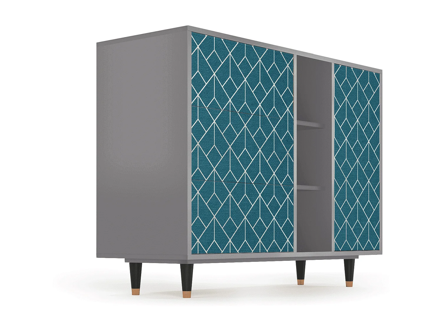 Buffet - 125x98x48 cm - BS2 - Turquoise Geometry, Gris