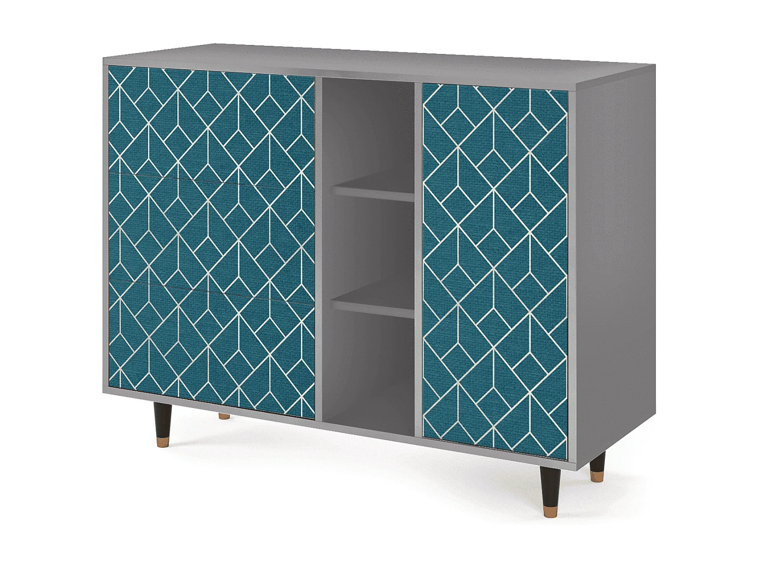 Buffet - 125x98x48 cm - BS2 - Turquoise Geometry, Gris