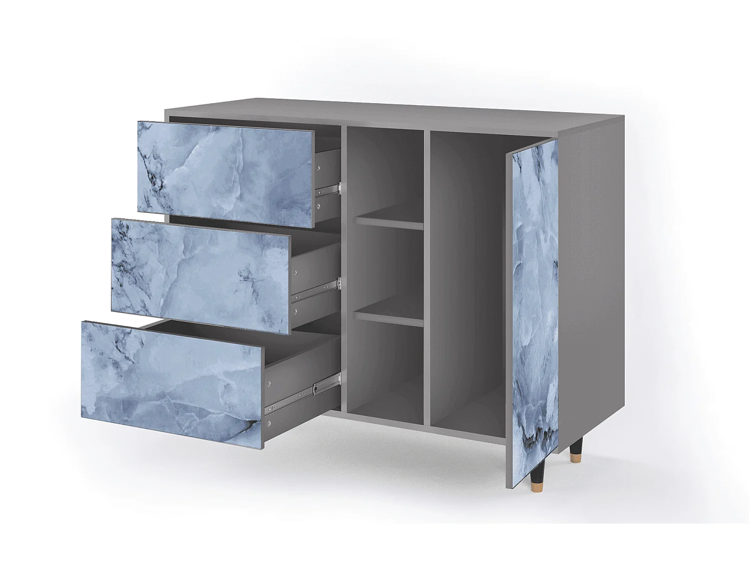 Buffet - 125x98x48 cm - BS2 - Feather Ice, Gris