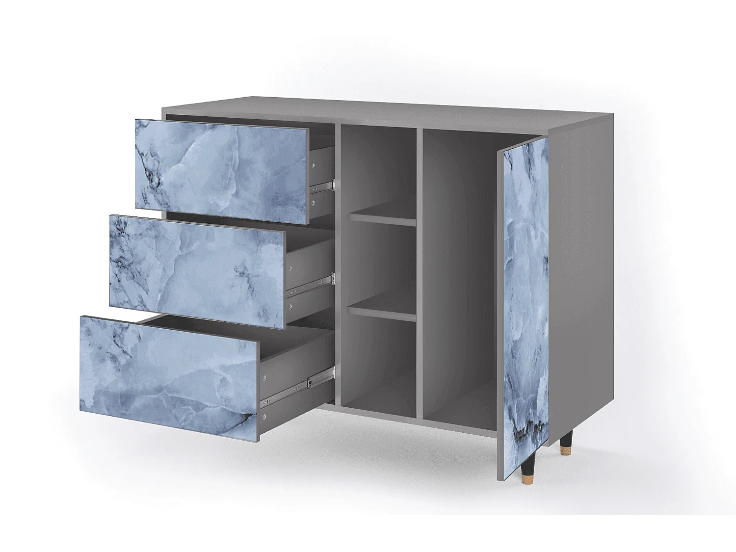Buffet - 125x98x48 cm - BS2 - Feather Ice, Gris