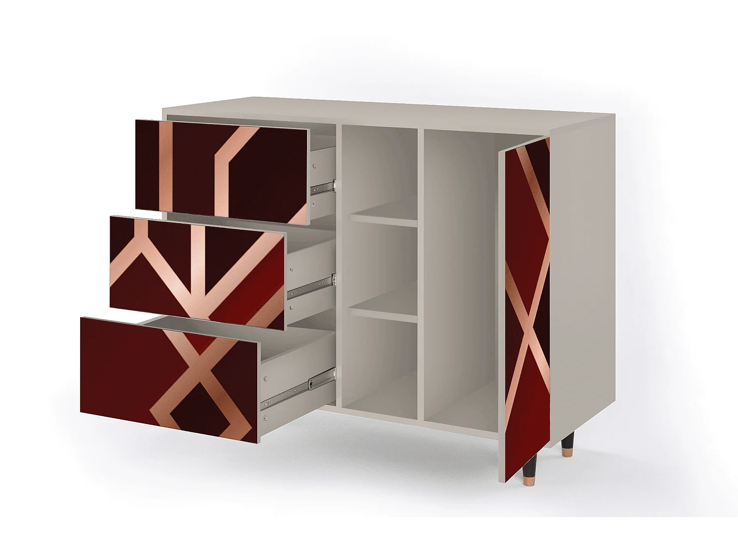 Buffet - 125x98x48 cm - BS2 - Velvet 1920's, Sable