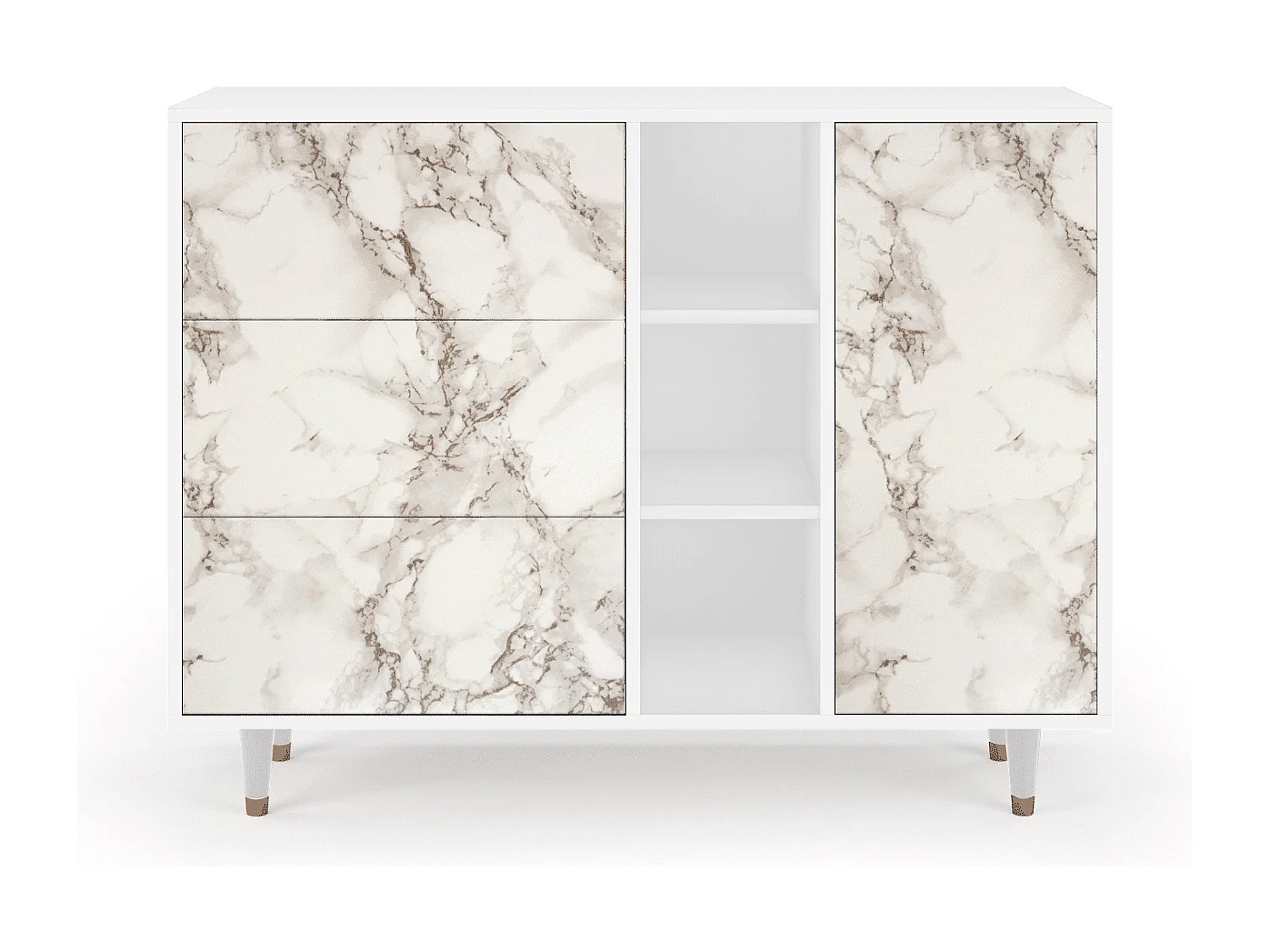 Buffet - 125x98x48 cm - BS2 - Milk Marble, Blanc