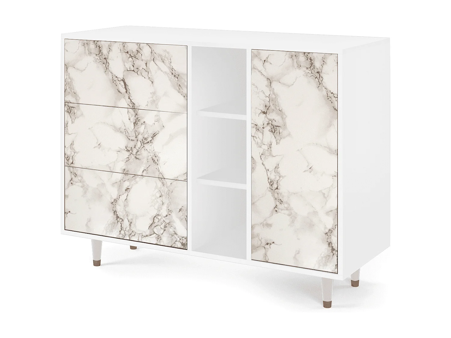 Buffet - 125x98x48 cm - BS2 - Milk Marble, Blanc