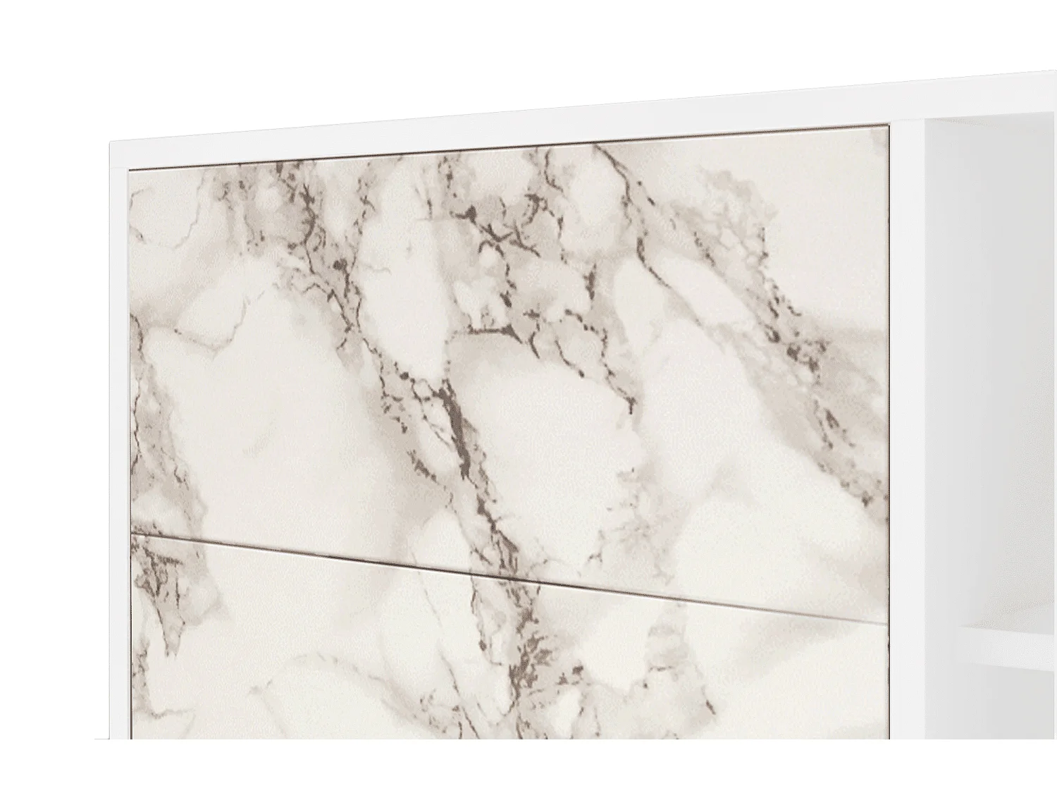 Kredens - 125x98x48 cm - BS2 - Milk Marble, Biały