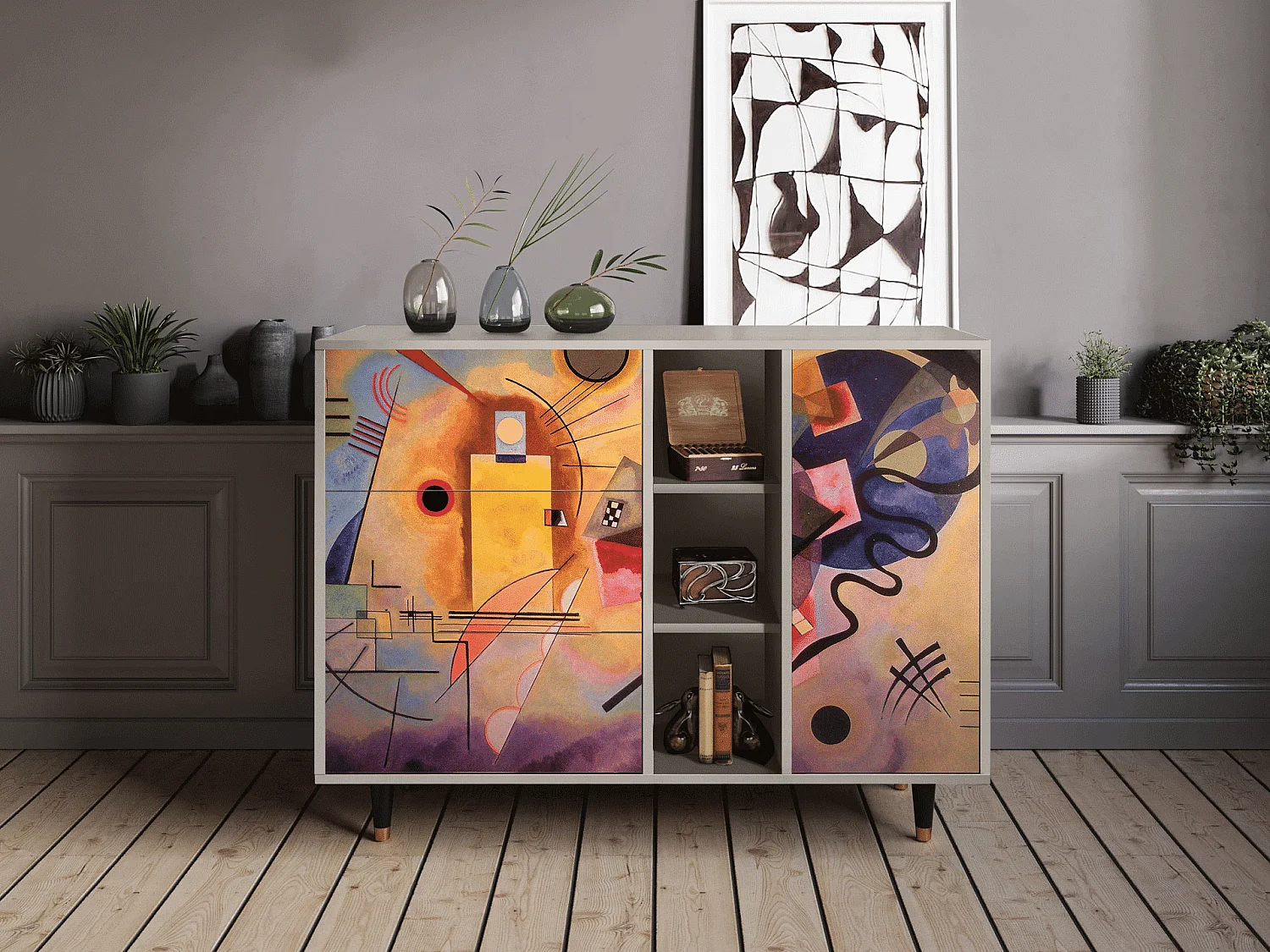 Kredens - 125x98x48 cm - BS2 - Modern Art, Piaskowy