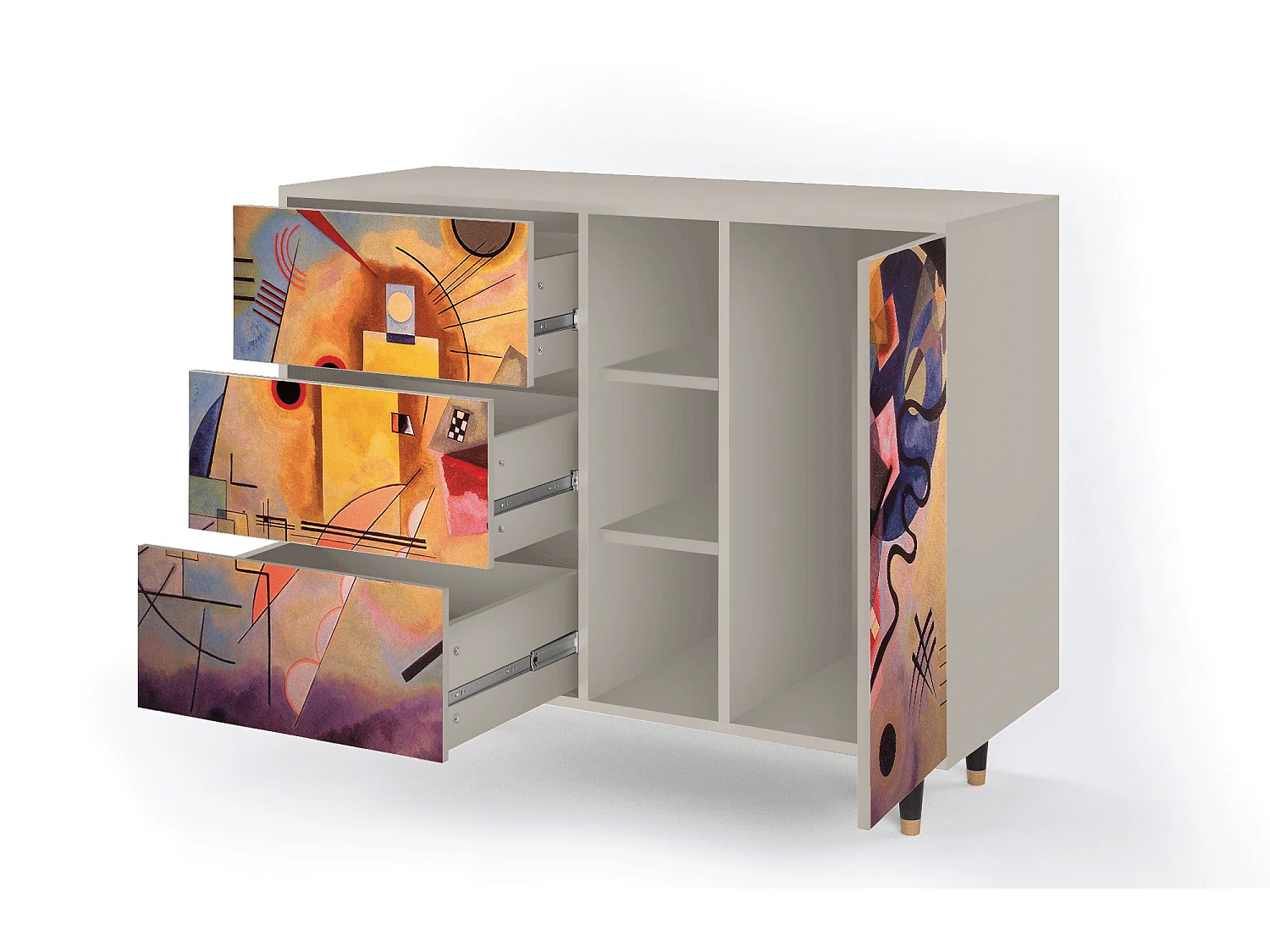 Kredens - 125x98x48 cm - BS2 - Modern Art, Piaskowy