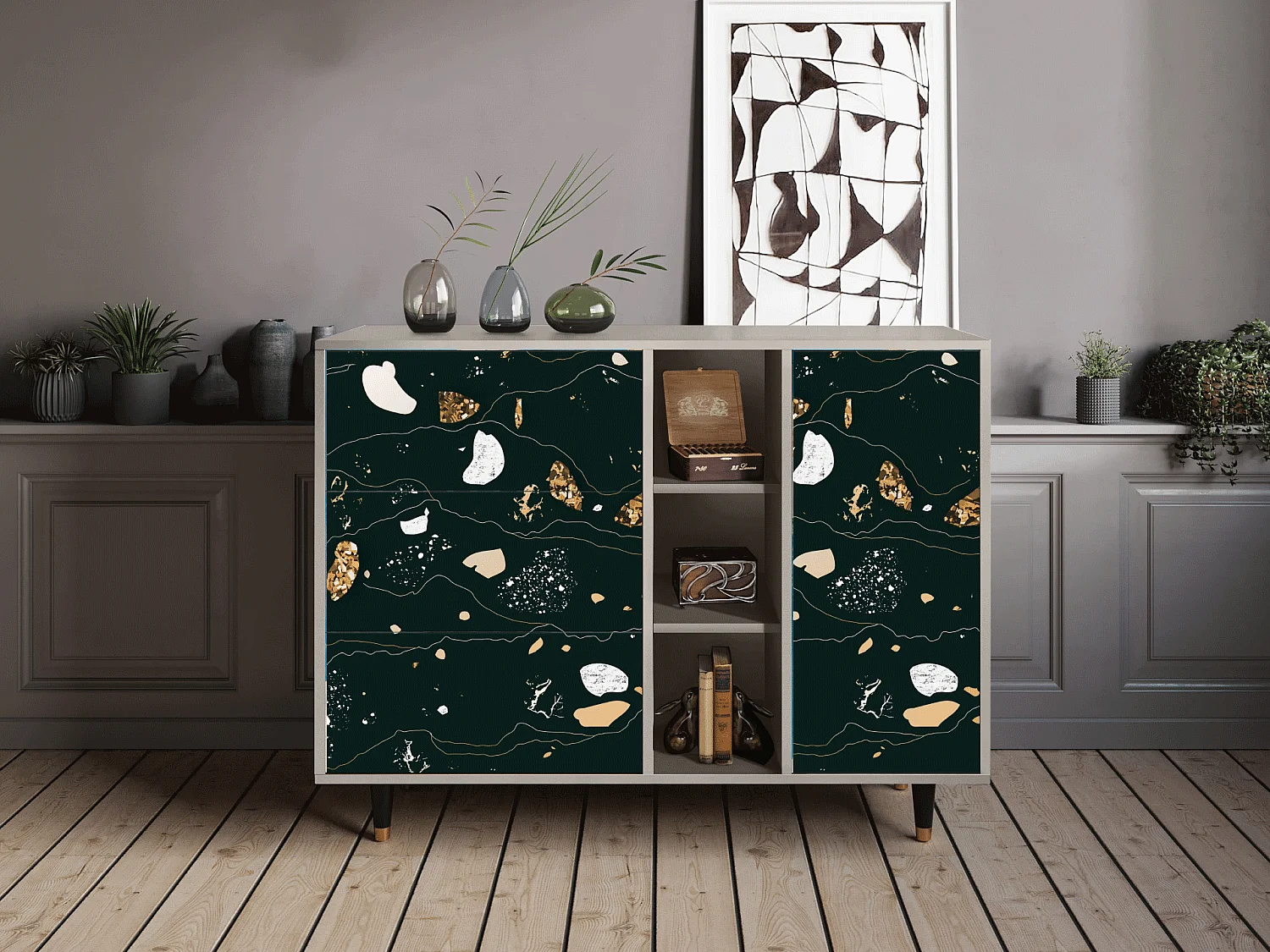 Kredens - 125x98x48 cm - BS2 - Space Rocks, Piaskowy