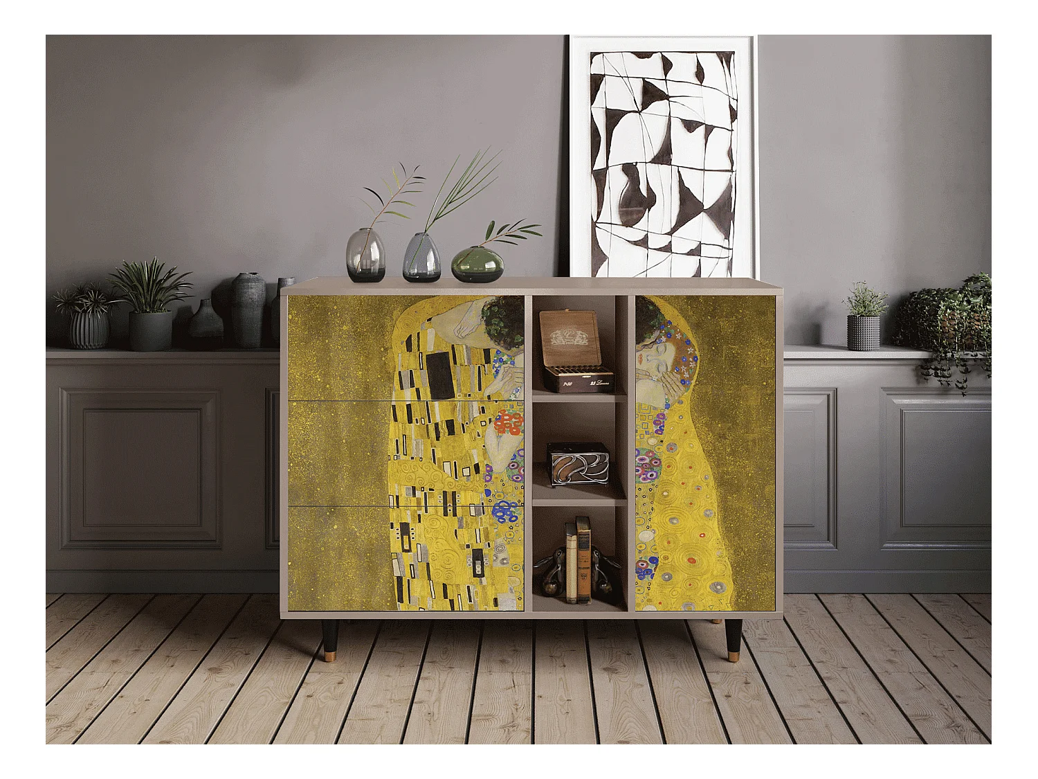 Buffet - 125x98x48 cm - BS2 - The Kiss by Klimt , Latte