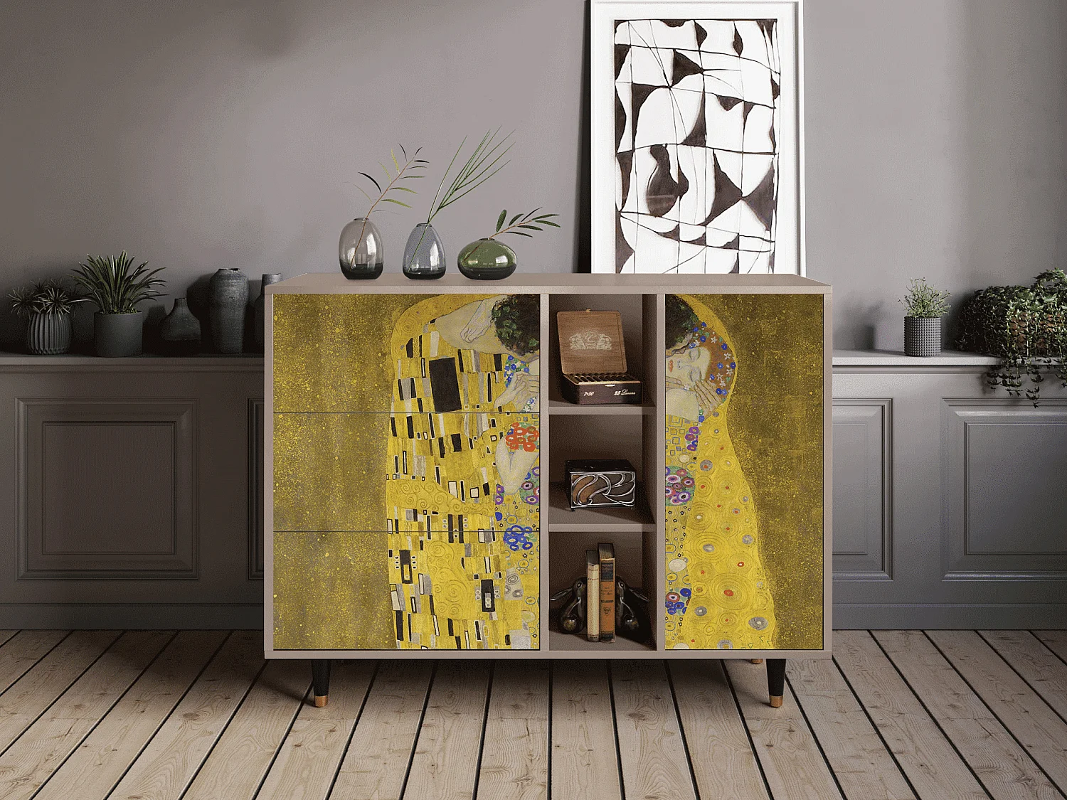 Buffet - 125x98x48 cm - BS2 - The Kiss by Klimt , Latte