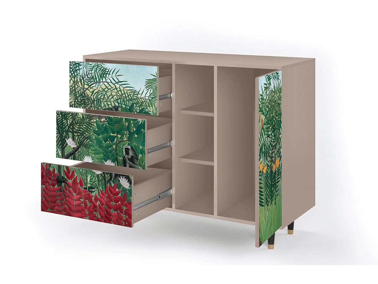 Kredens - 125x98x48 cm - BS2 - Jungles in Paris, Latte