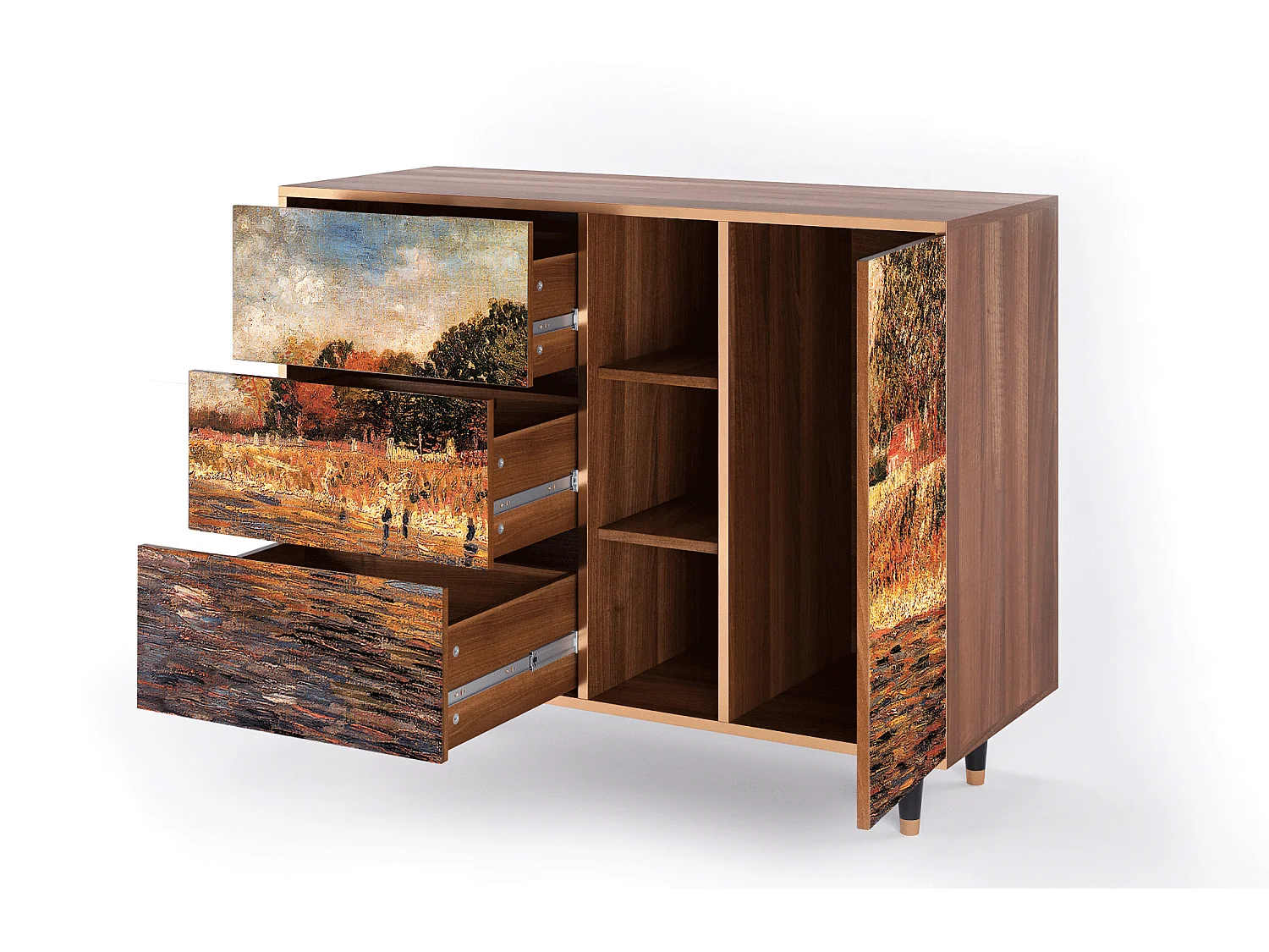 Dressoir - 125x98x48 cm - BS2 - The Banks, Walnoot