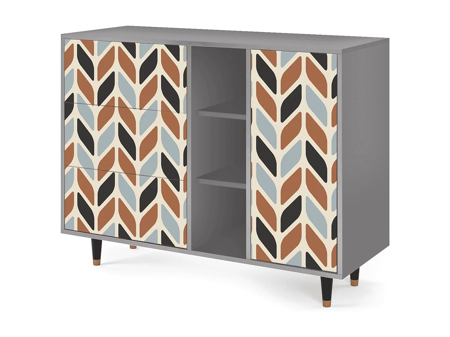 Buffet - 125x98x48 cm - BS2 - Beige Laure, Gris