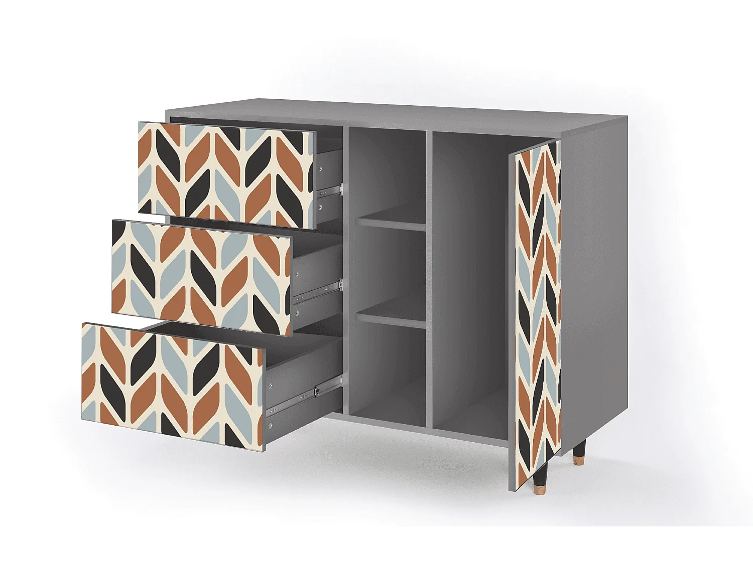 Buffet - 125x98x48 cm - BS2 - Beige Laure, Gris