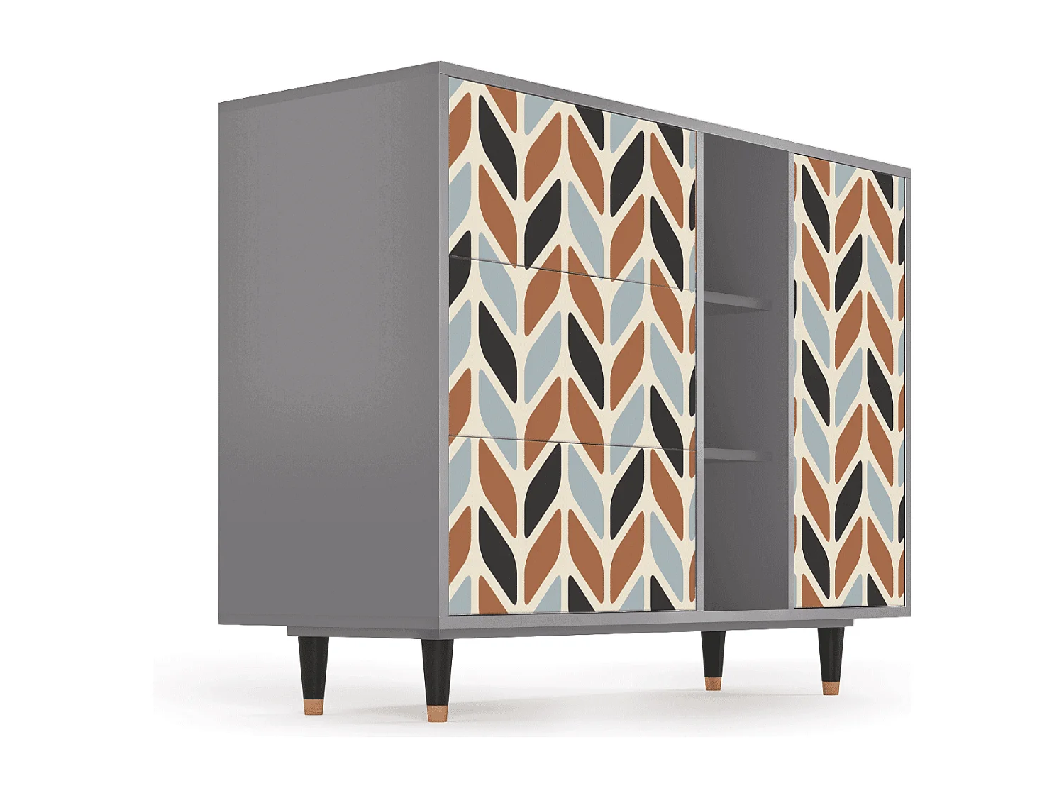 Aparador - 125x98x48 cm - BS2 - Beige Laure, Cinza