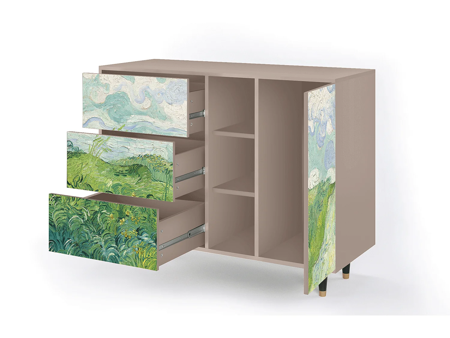 Buffet - 125x98x48 cm - BS2 - Green Wheat Fields, Latte