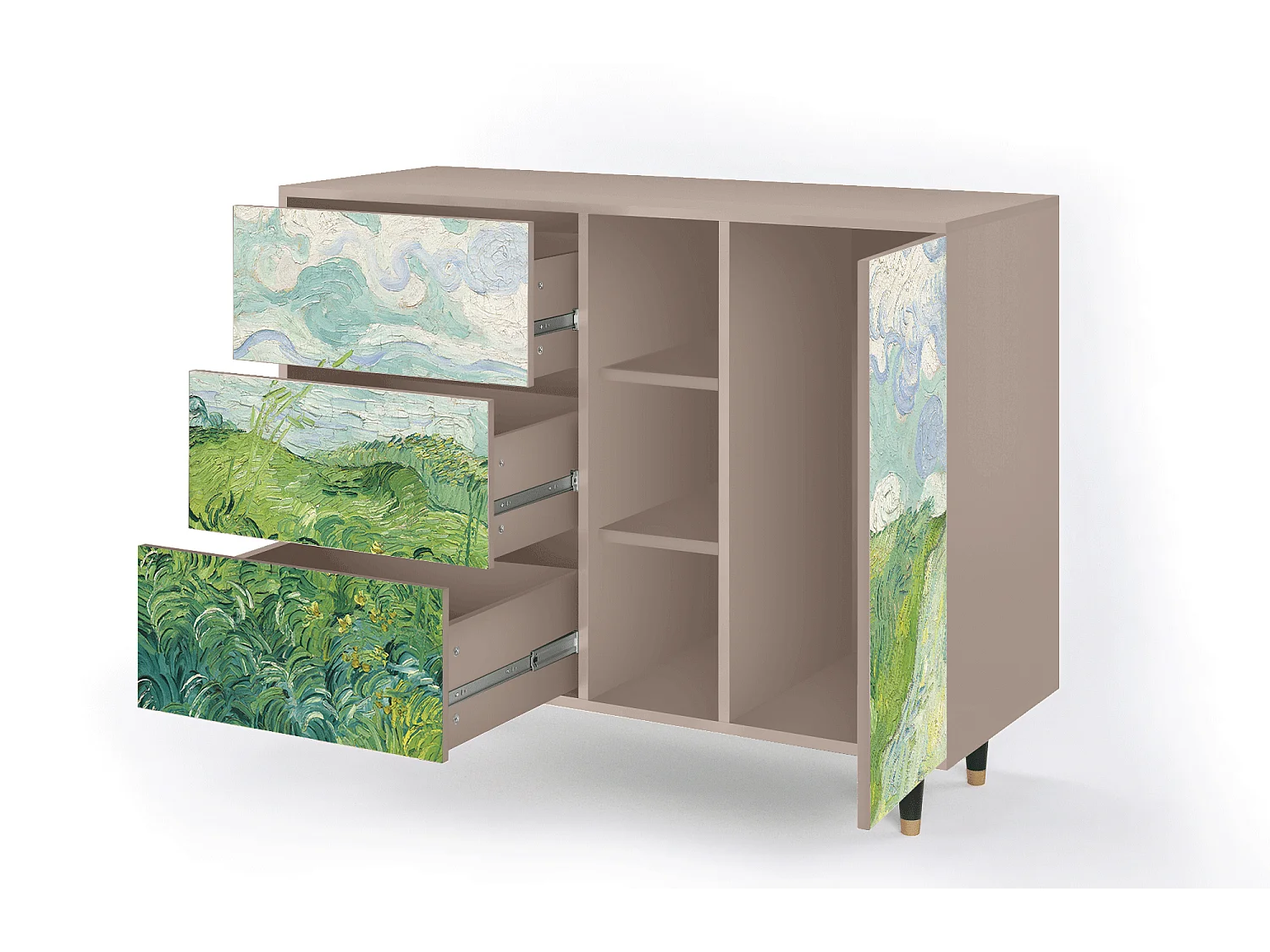 Buffet - 125x98x48 cm - BS2 - Green Wheat Fields, Latte