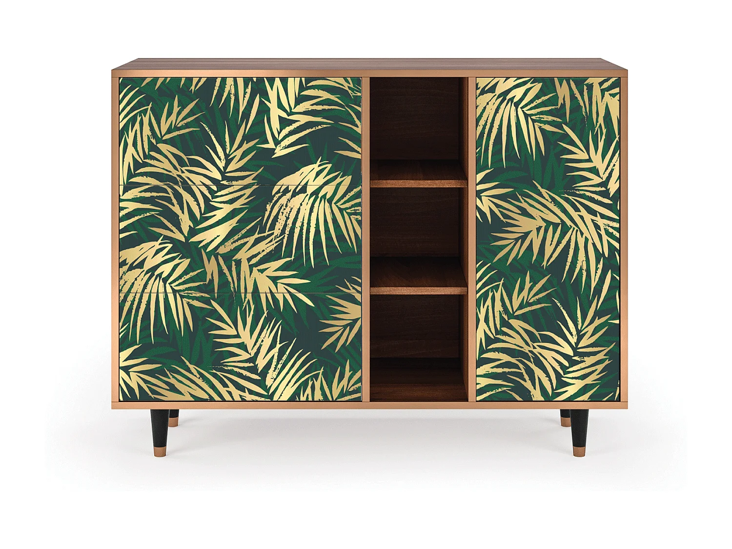 Buffet - 125x98x48 cm - BS2 - Sunny Palm Tree, Noyer