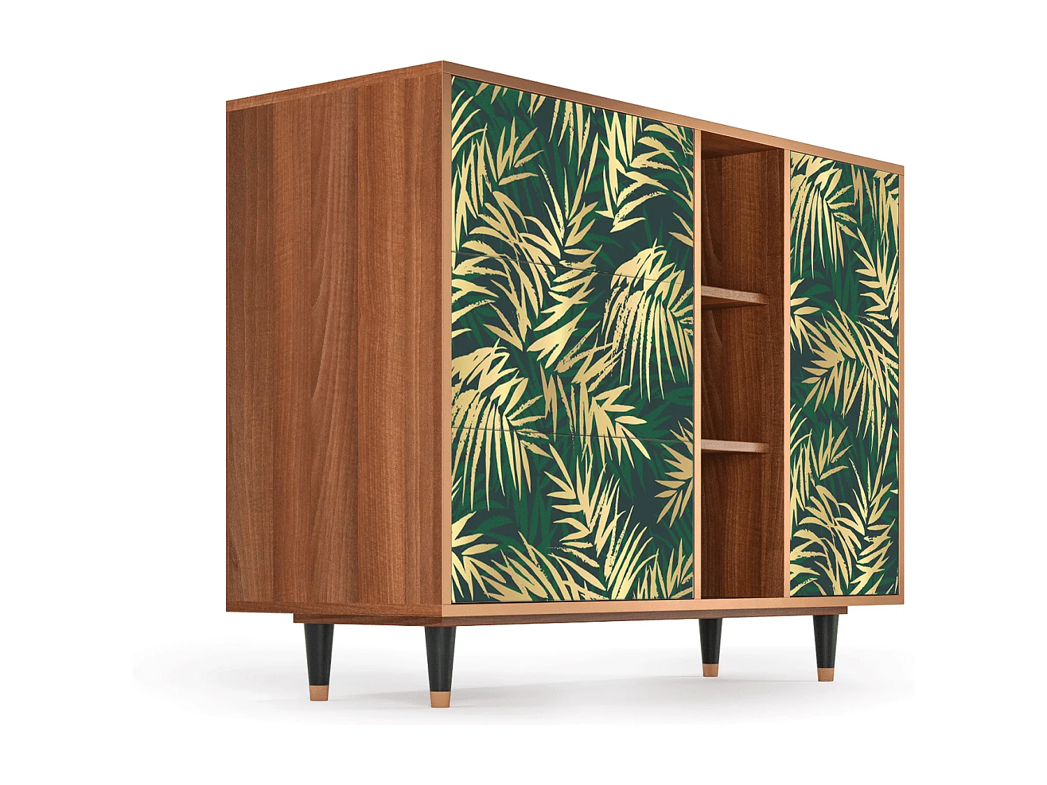 Buffet - 125x98x48 cm - BS2 - Sunny Palm Tree, Noyer