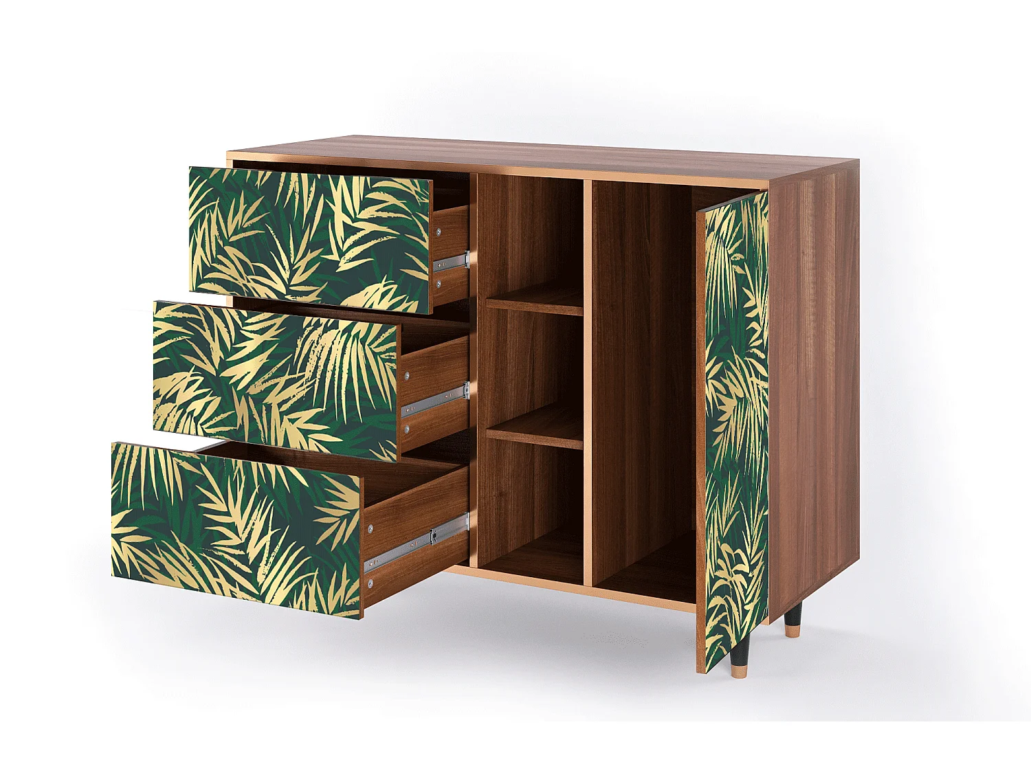 Buffet - 125x98x48 cm - BS2 - Sunny Palm Tree, Noyer