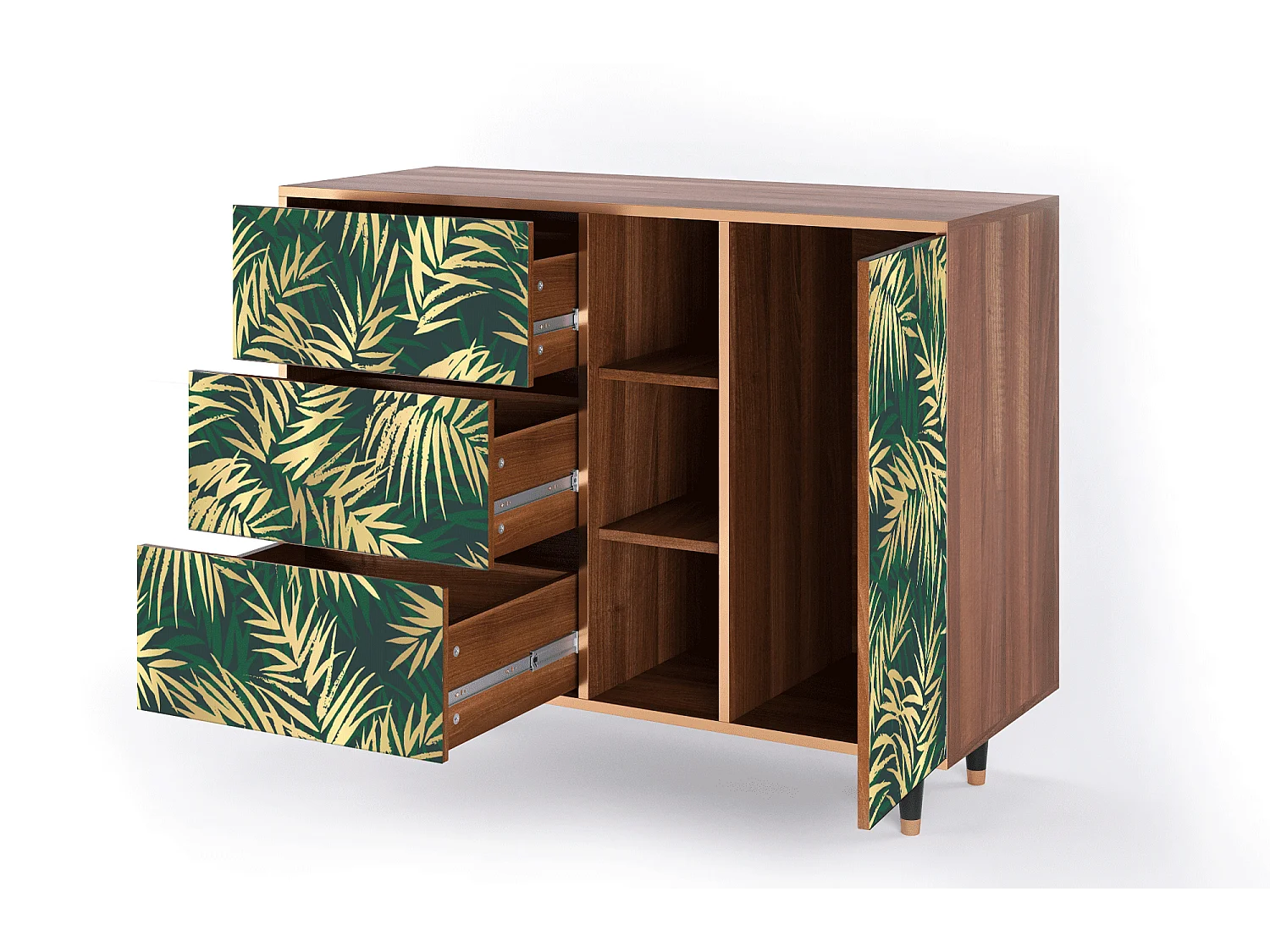 Buffet - 125x98x48 cm - BS2 - Sunny Palm Tree, Noyer