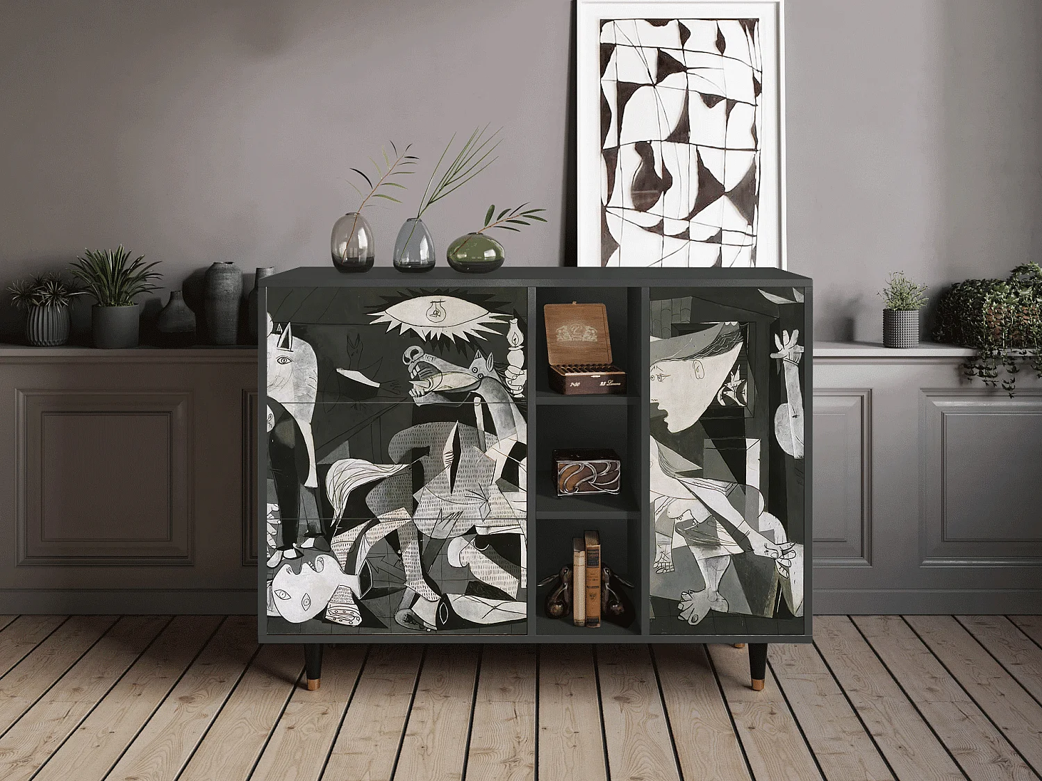 Buffet - 125x98x48 cm - BS2 - Guernica by Picasso, Anthracite
