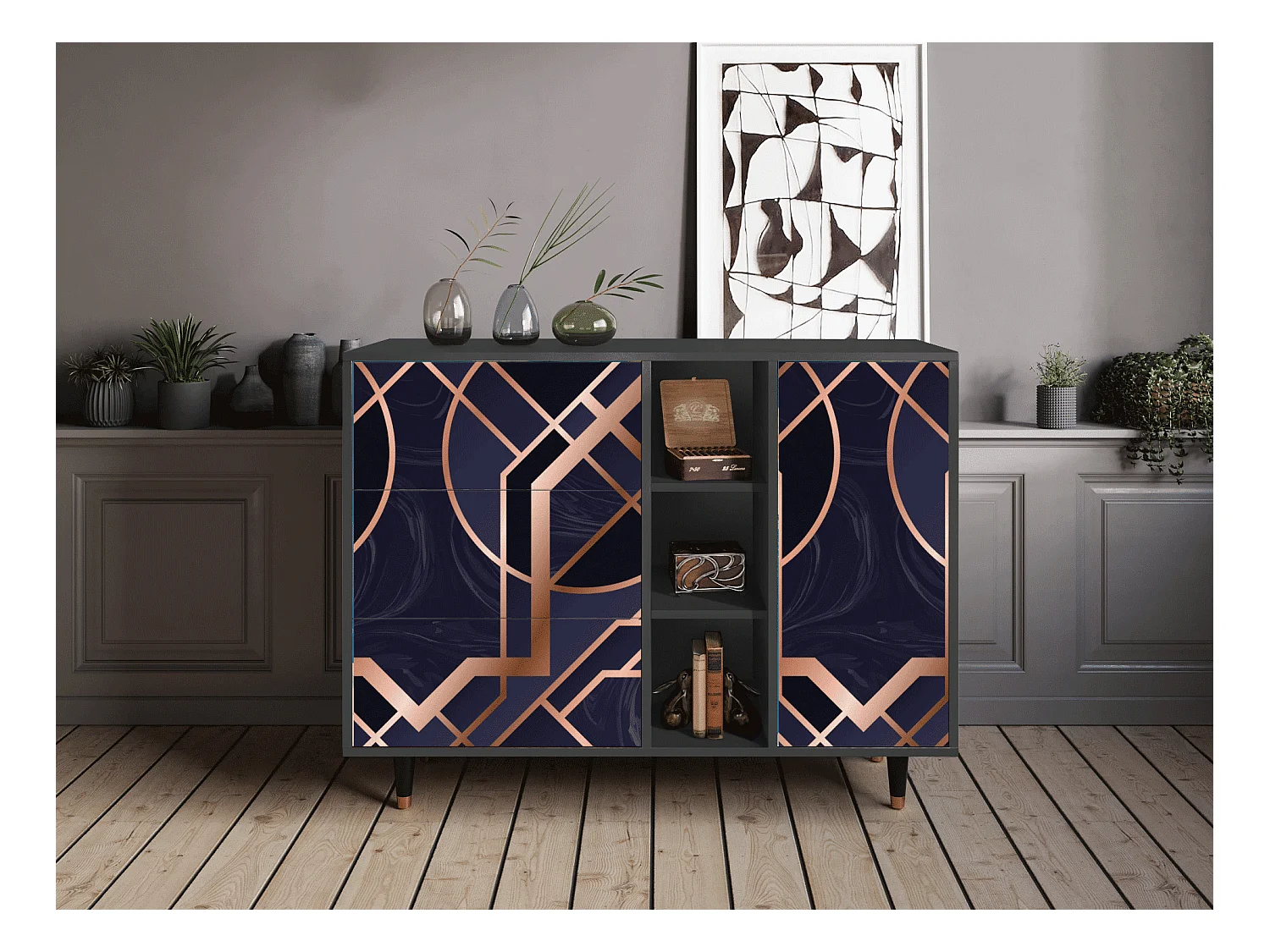 Sideboard - 125x98x48 cm - BS2 - Purple Temple, Anthrazit