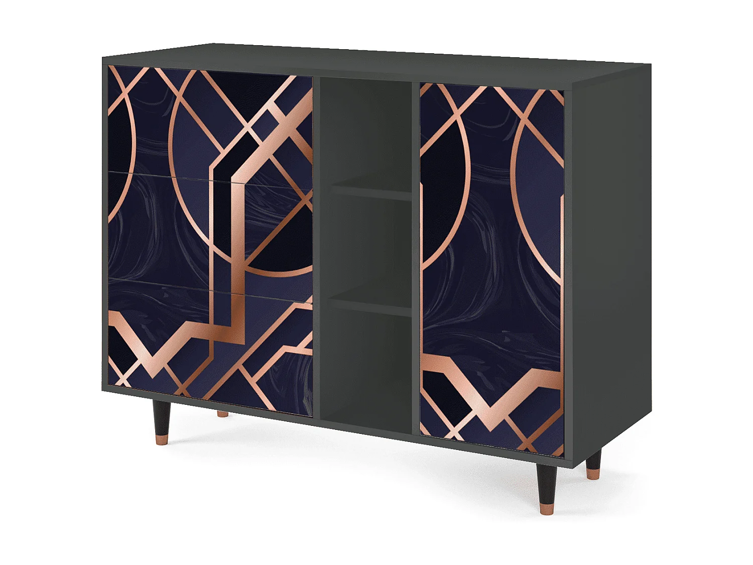 Sideboard - 125x98x48 cm - BS2 - Purple Temple, Anthrazit