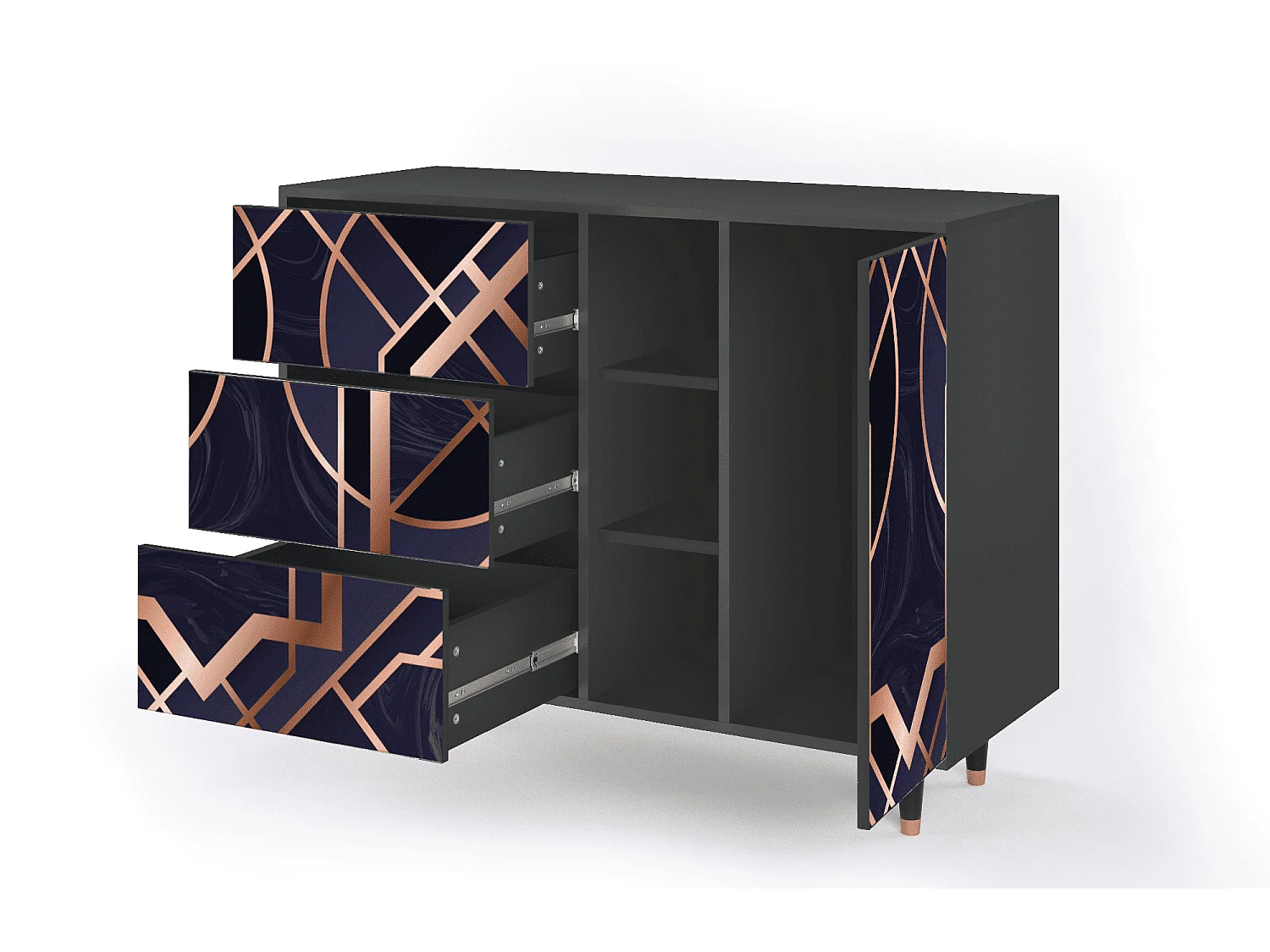 Sideboard - 125x98x48 cm - BS2 - Purple Temple, Anthrazit