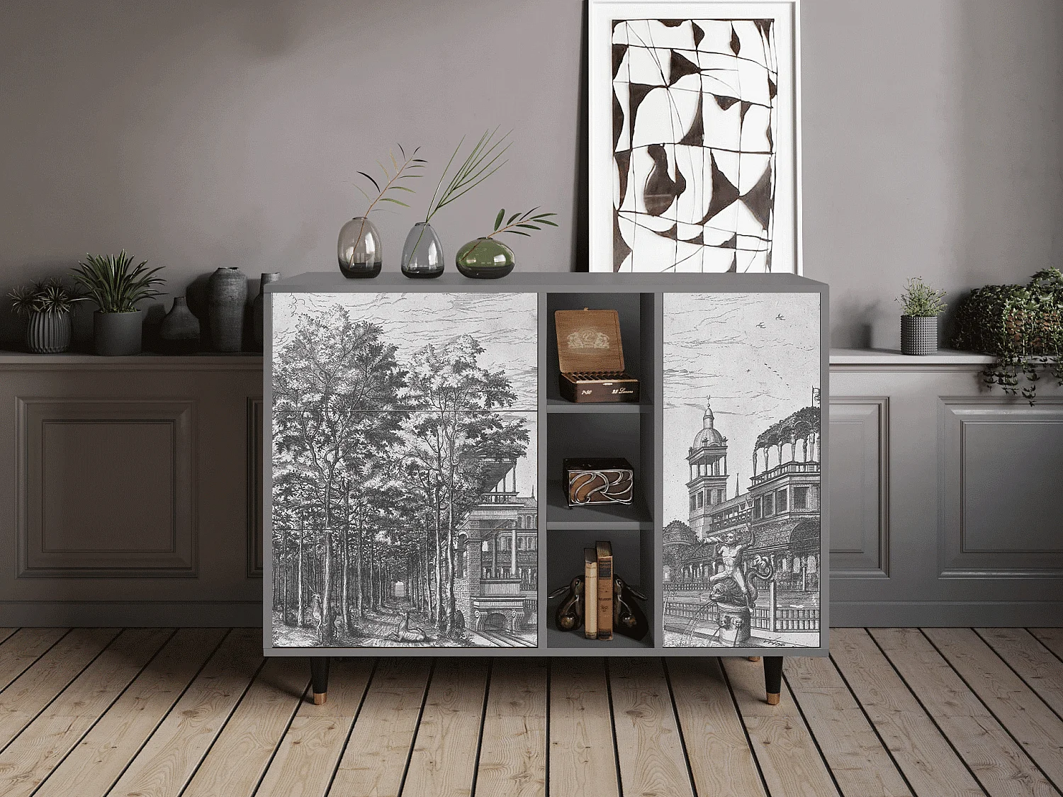 Aparador - 125x98x48 cm - BS2 - View of the Piazza, Cinza