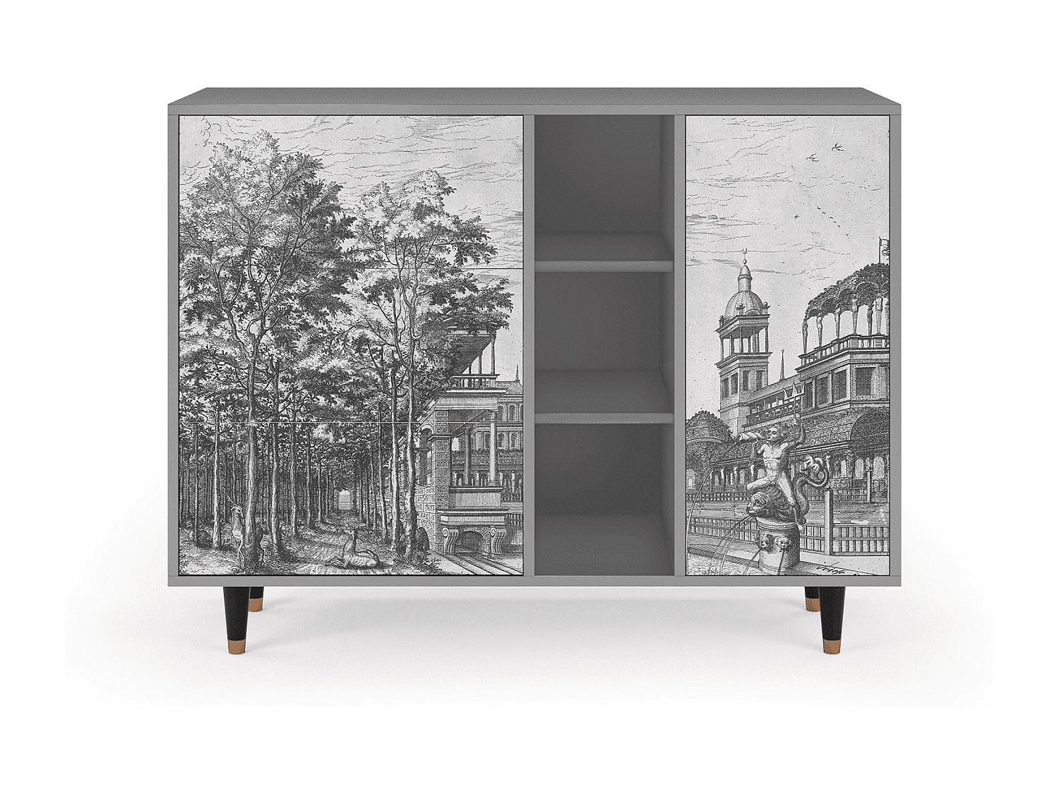 Aparador - 125x98x48 cm - BS2 - View of the Piazza, Cinza